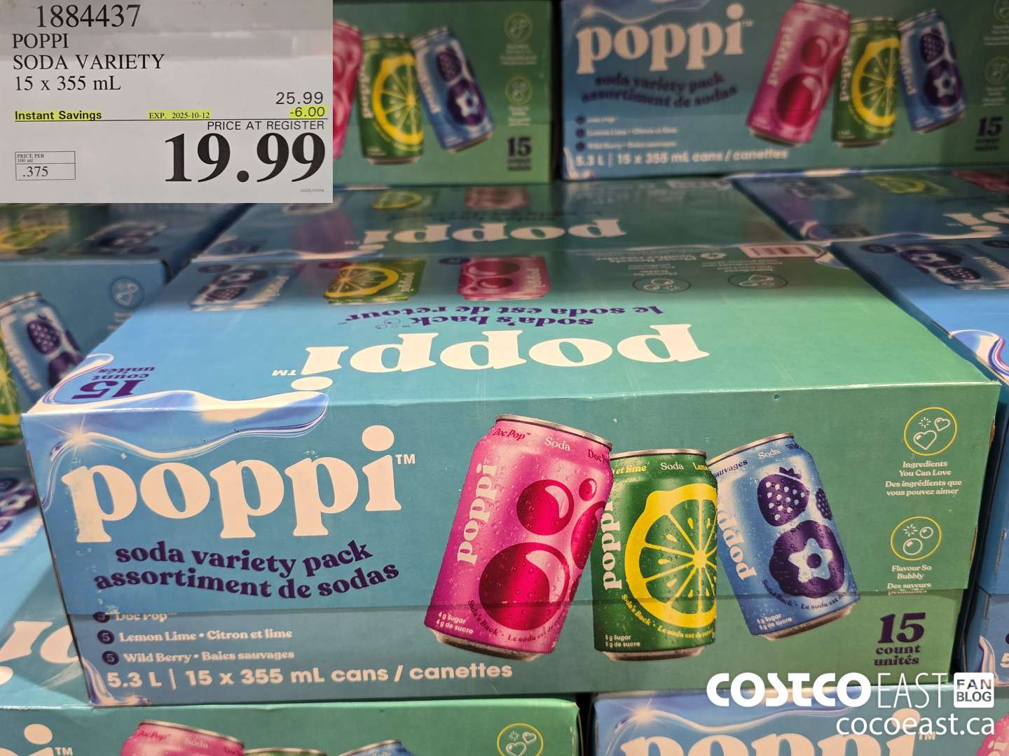 1884437 POPPI SODA VARIETY 15 X 355 ML ($6.00 INSTANT SAVINGS EXPIRES ON 2025-10-12) $19.99