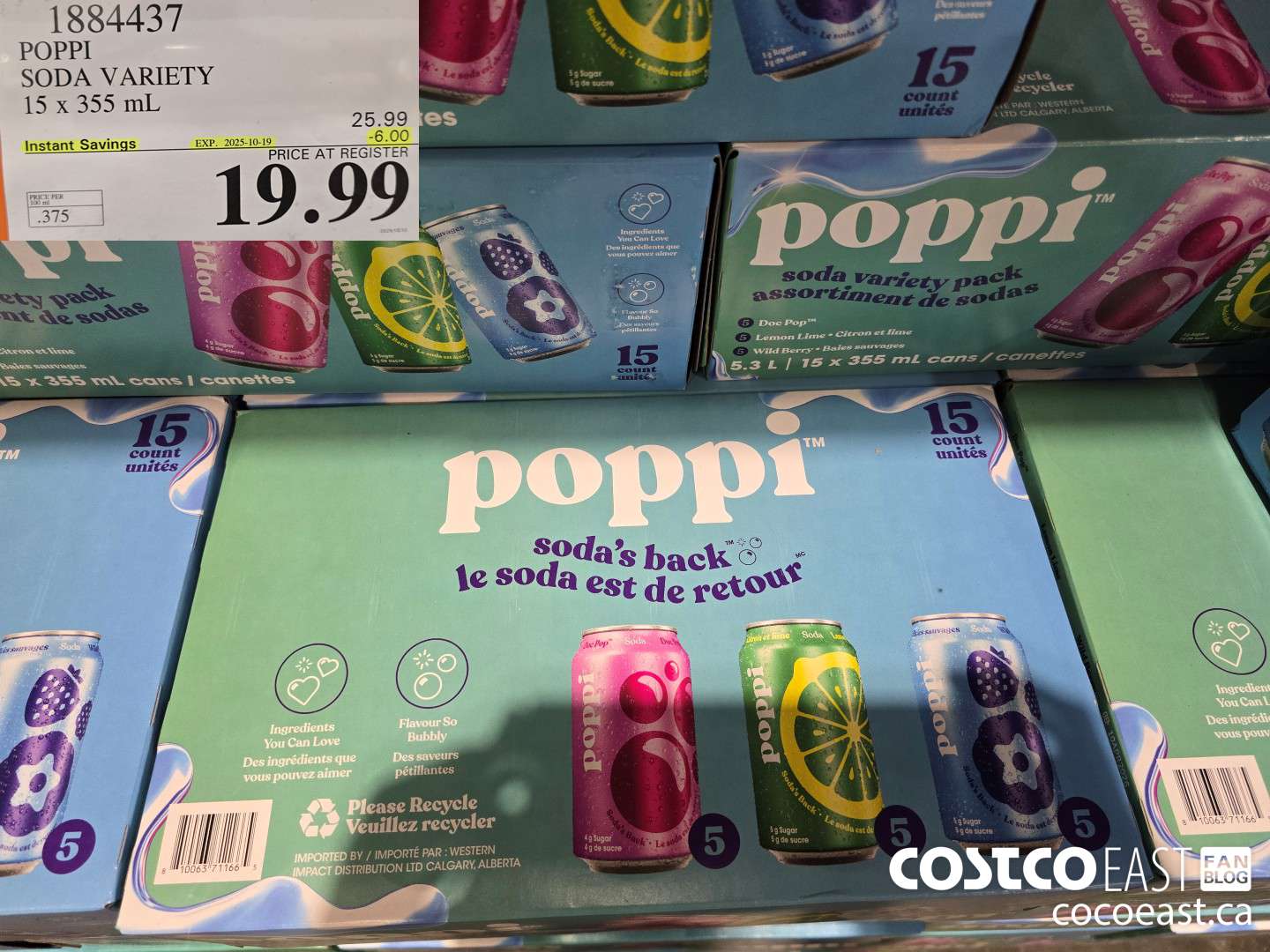 1884437 POPPI SODA VARIETY 15 X 355 ML ($6.00 INSTANT SAVINGS EXPIRES ON 2025-10-19) $19.99