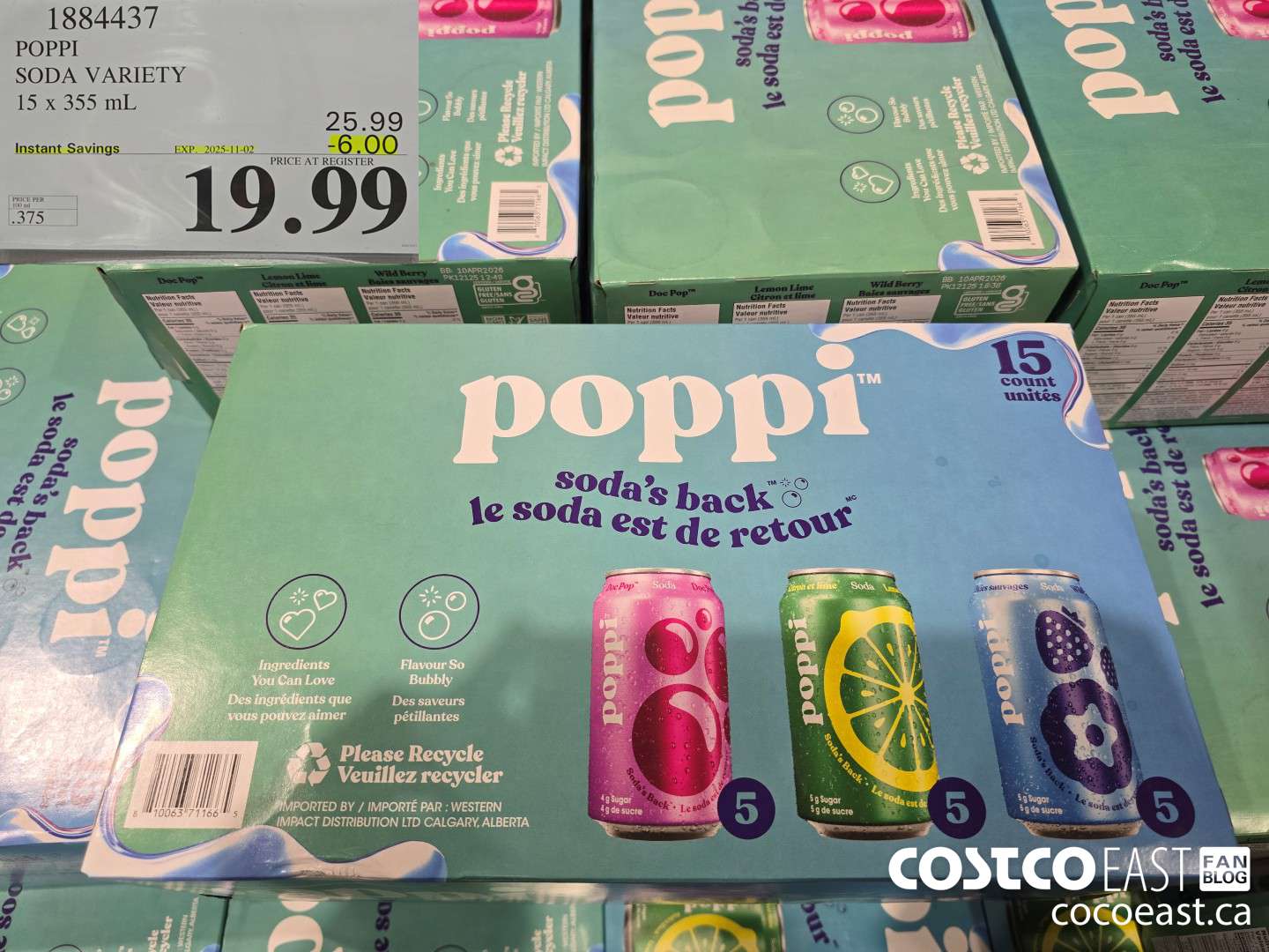 1884437 POPPI SODA VARIETY 15 X 355 ML ($6.00 INSTANT SAVINGS EXPIRES ON 2025-11-02) $19.99
