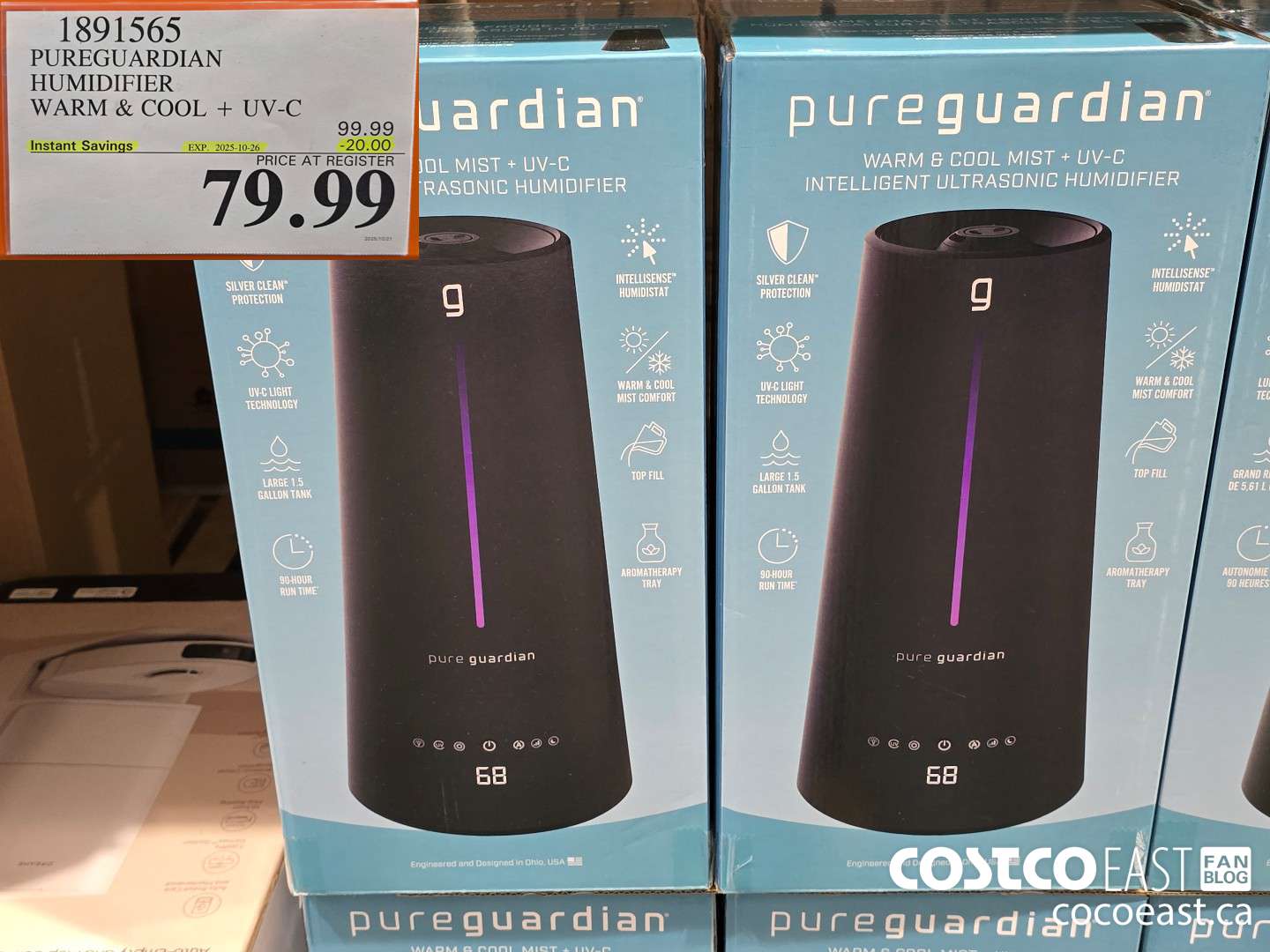 1891565 PUREGUARDIAN HUMIDIFIER WARM & COOL + UV-C ($20.00 INSTANT SAVINGS EXPIRES ON 2025-10-26) $79.99