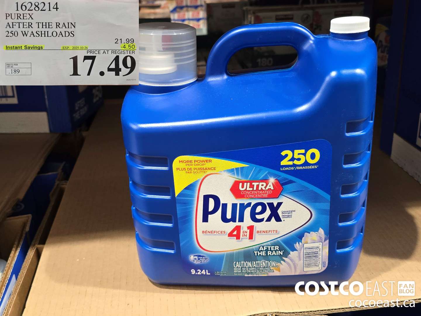 1628214 PUREX AFTER THE RAIN 250 washloads ($4.50 INSTANT SAVINGS EXPIRES ON 2025-10-26) $17.49