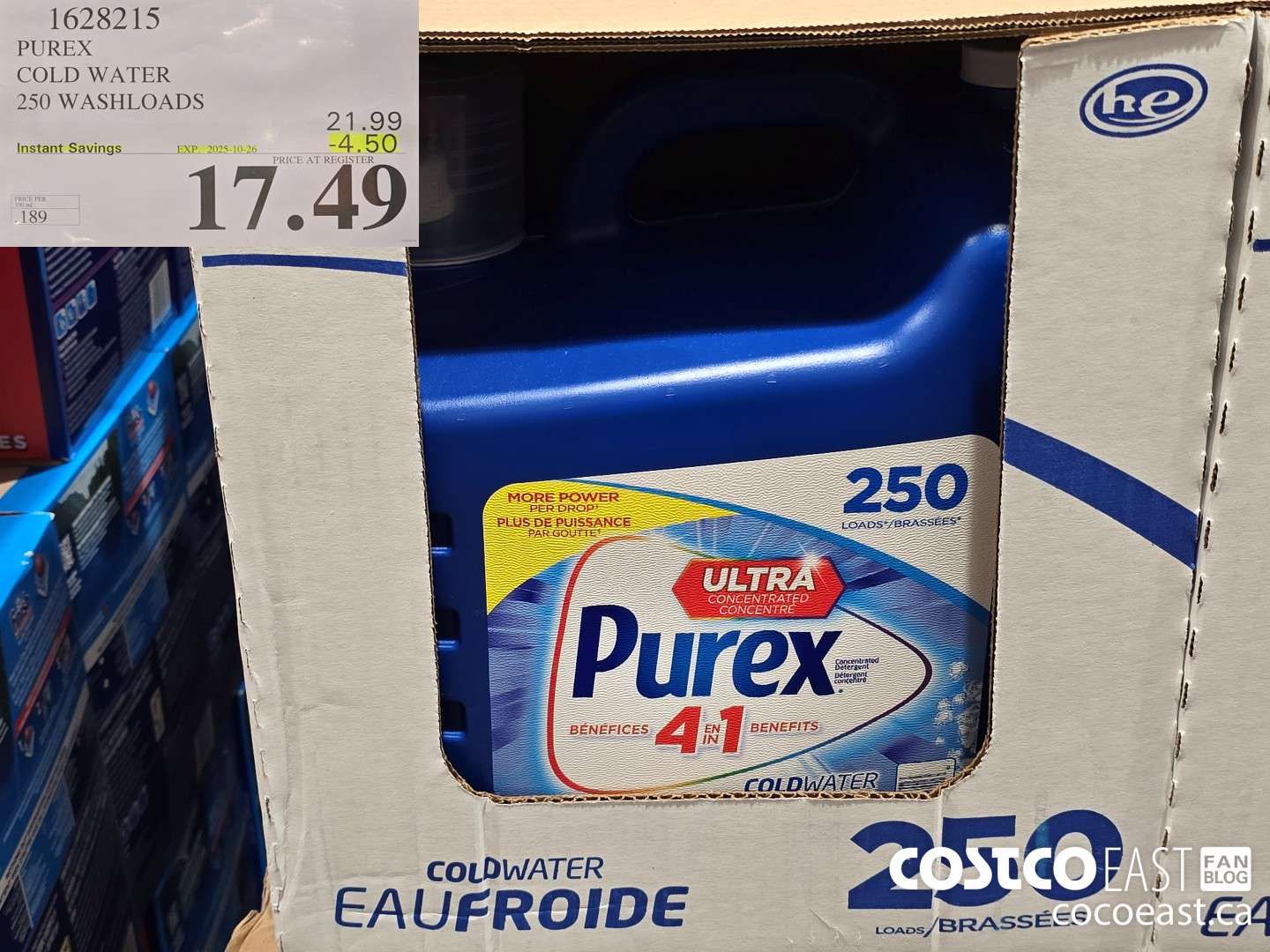 1628215 PUREX COLD WATER 250 washloads ($4.50 INSTANT SAVINGS EXPIRES ON 2025-10-26) $17.49
