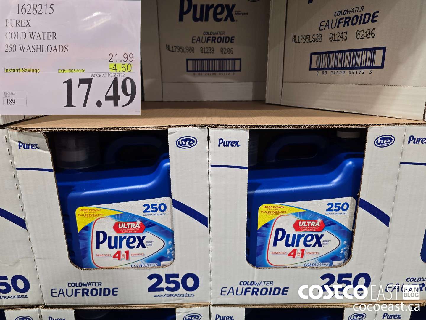1628215 PUREX COLD WATER 250 washloads ($4.50 INSTANT SAVINGS EXPIRES ON 2025-10-26) $17.49