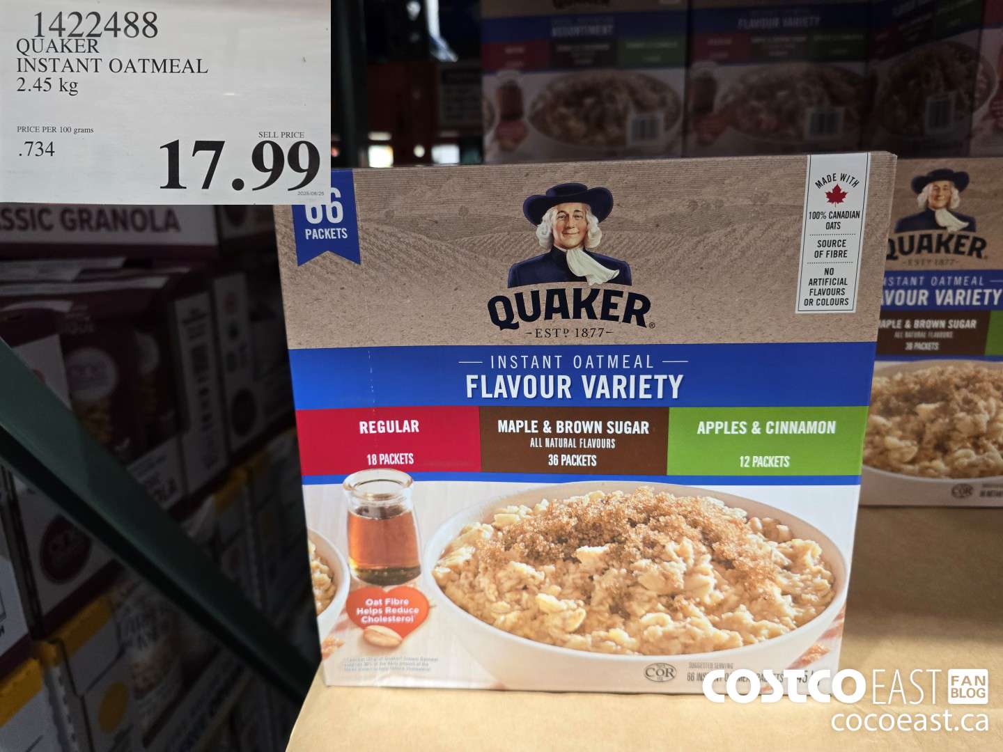1422488 QUAKER INSTANT OATMEAL 2.45 KG $17.99