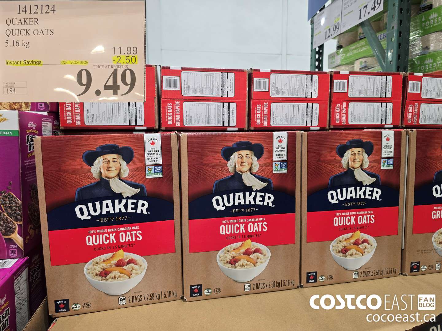 1412124 QUAKER QUICK OATS 5.16 kg ($2.50 INSTANT SAVINGS EXPIRES ON 2025-10-26) $9.49
