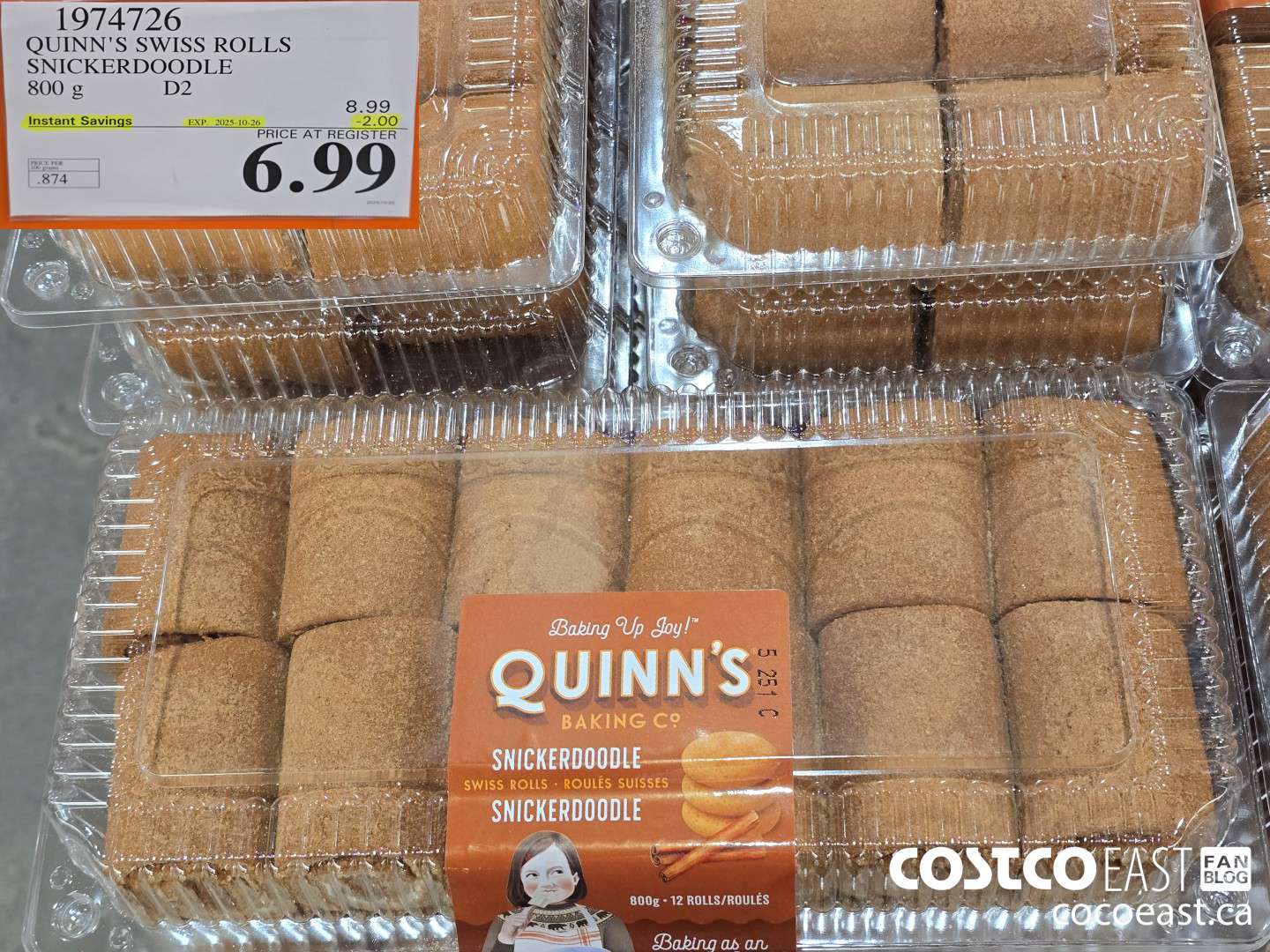 1974726 QUINN'S SWISS ROLLS SNICKERDOODLE 800 g D2 ($2.00 INSTANT SAVINGS EXPIRES ON 2025-10-26) $6.99
