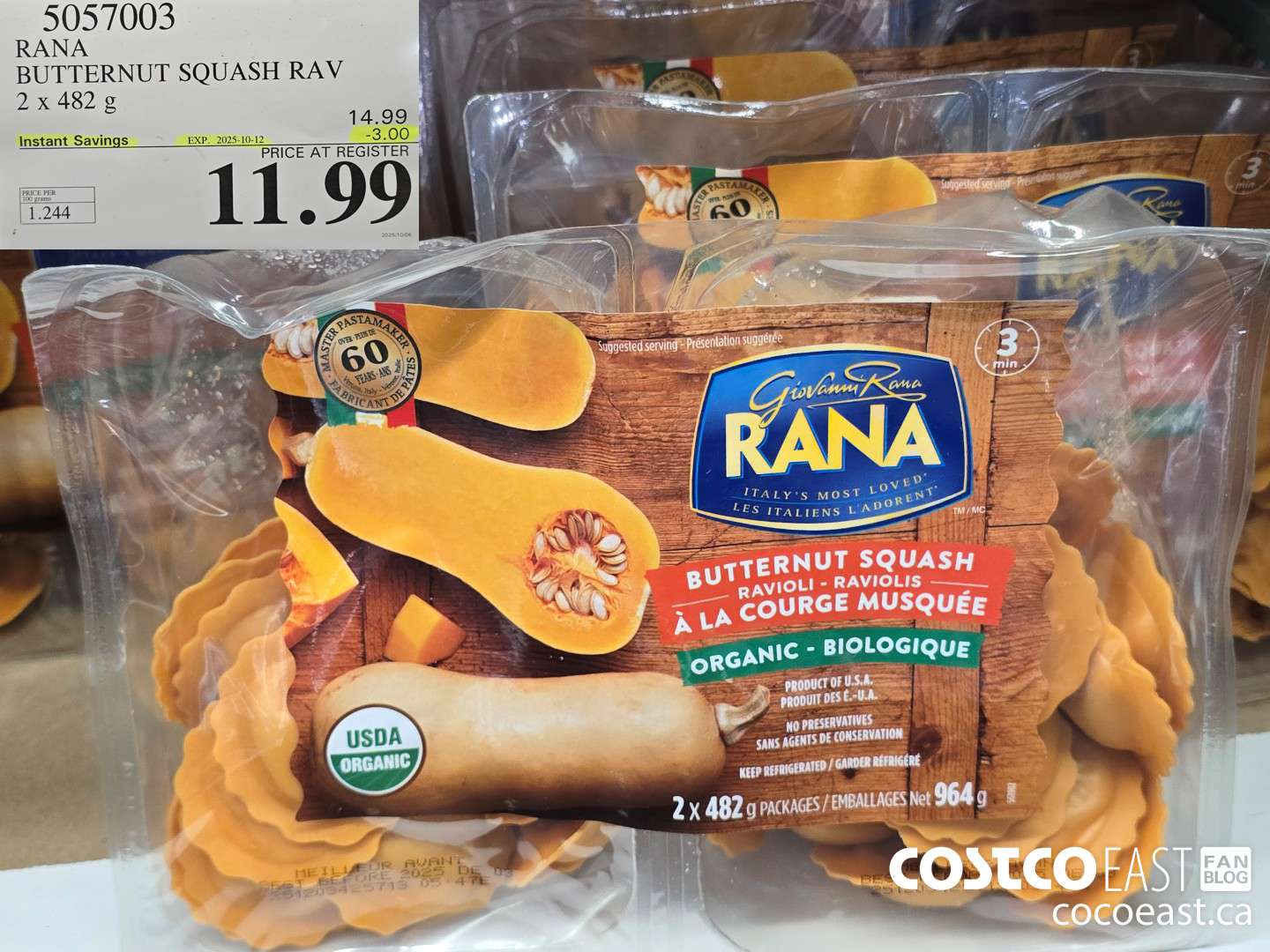 5057003 RANA BUTTERNUT SQUASH RAV 2 x 482 g ($3.00 INSTANT SAVINGS EXPIRES ON 2025-10-12) $11.99