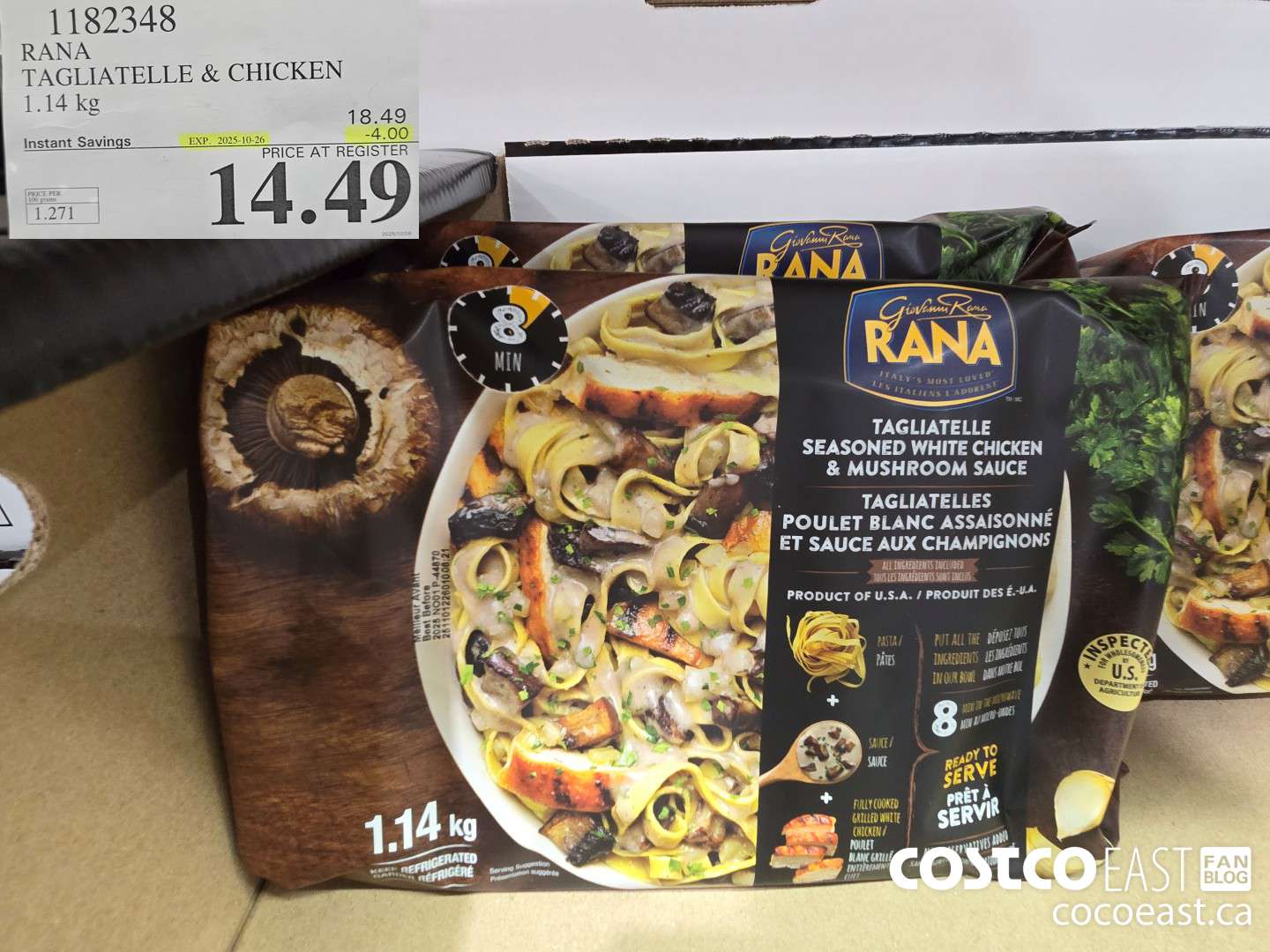 1182348 RANA TAGLIATELLE & CHICKEN 1.14 KG ($4.00 INSTANT SAVINGS EXPIRES ON 2025-10-26) $14.49