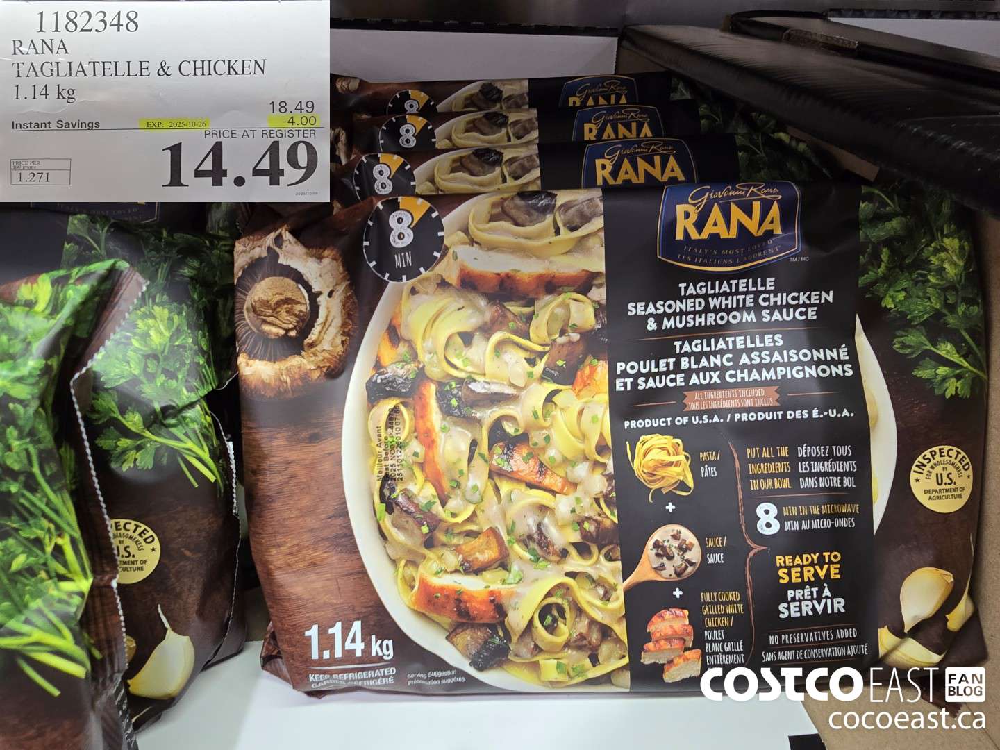 1182348 RANA TAGLIATELLE & CHICKEN 1.14 KG ($4.00 INSTANT SAVINGS EXPIRES ON 2025-10-26) $14.49