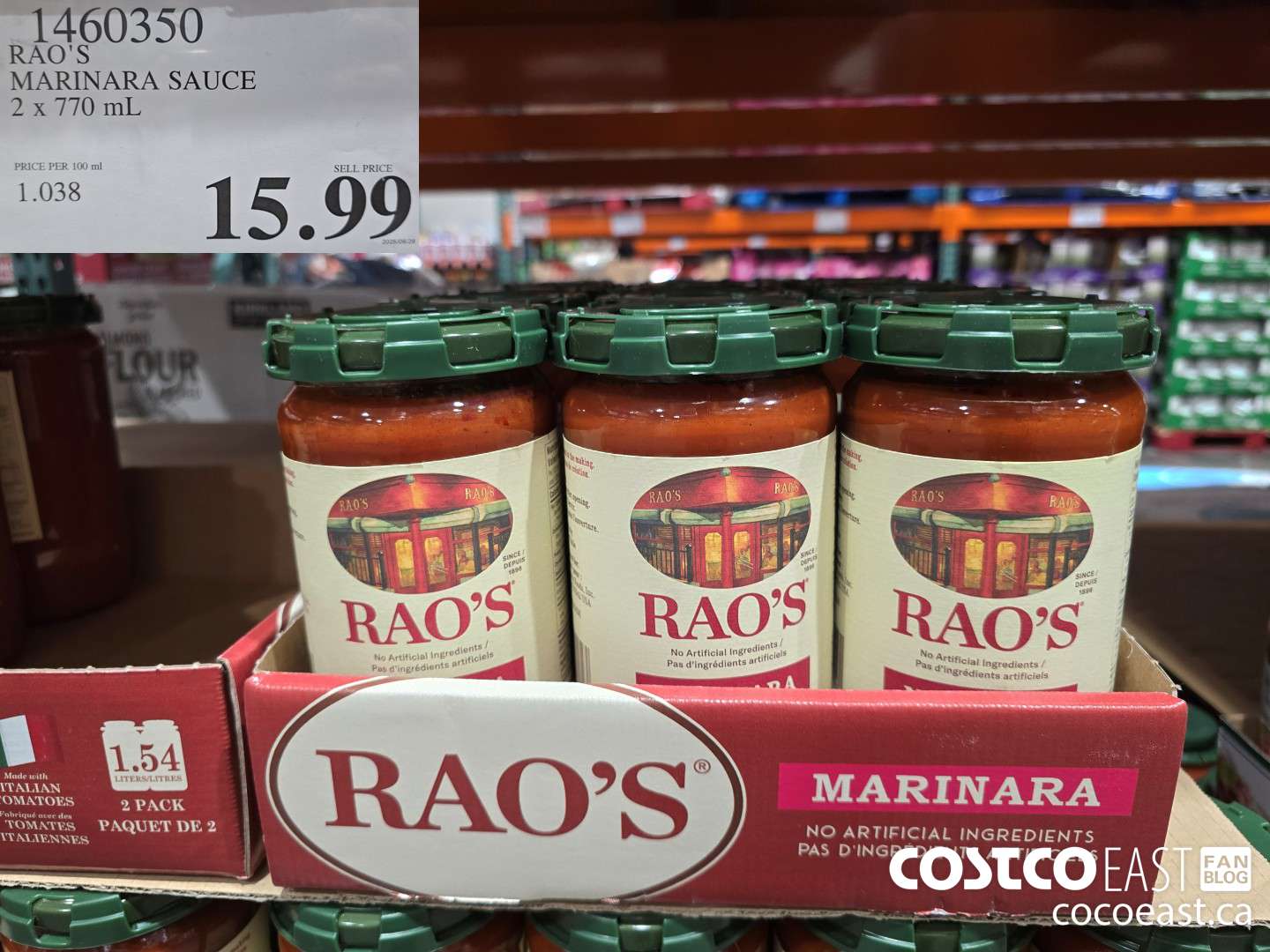 1460350 RAO'S MARINARA SAUCE 2 x 770 mL $15.99