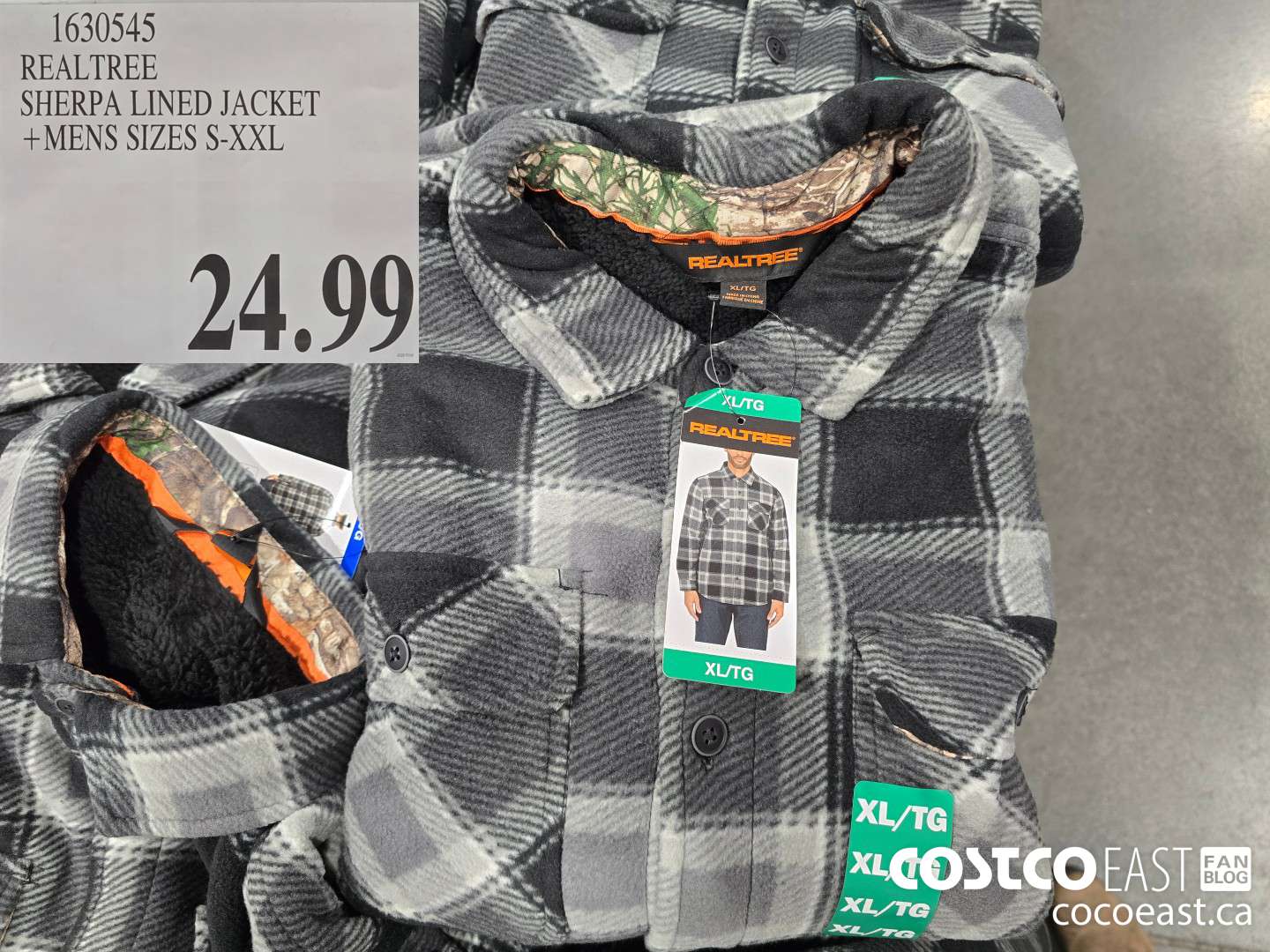 1630545 REALTREE SHERPA LINED JACKET +MENS SIZES S-XXL $24.99