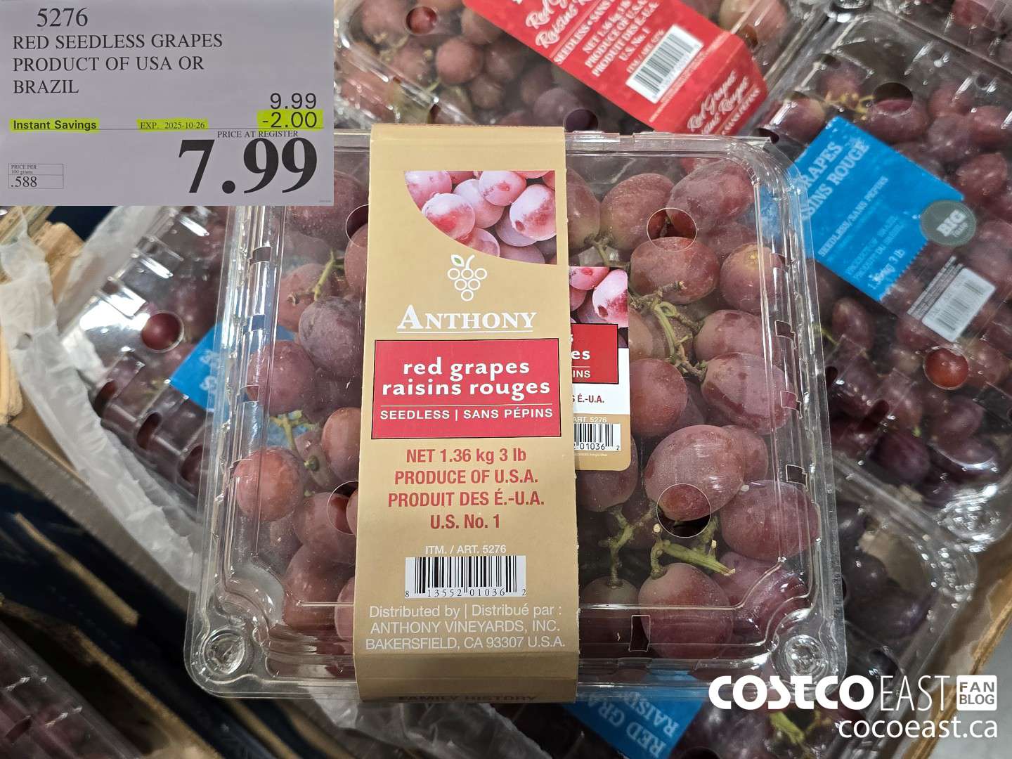5276 RED SEEDLESS GRAPES PRODUCT OF USA OR BRAZIL ($2.00 INSTANT SAVINGS EXPIRES ON 2025-10-26) $7.99