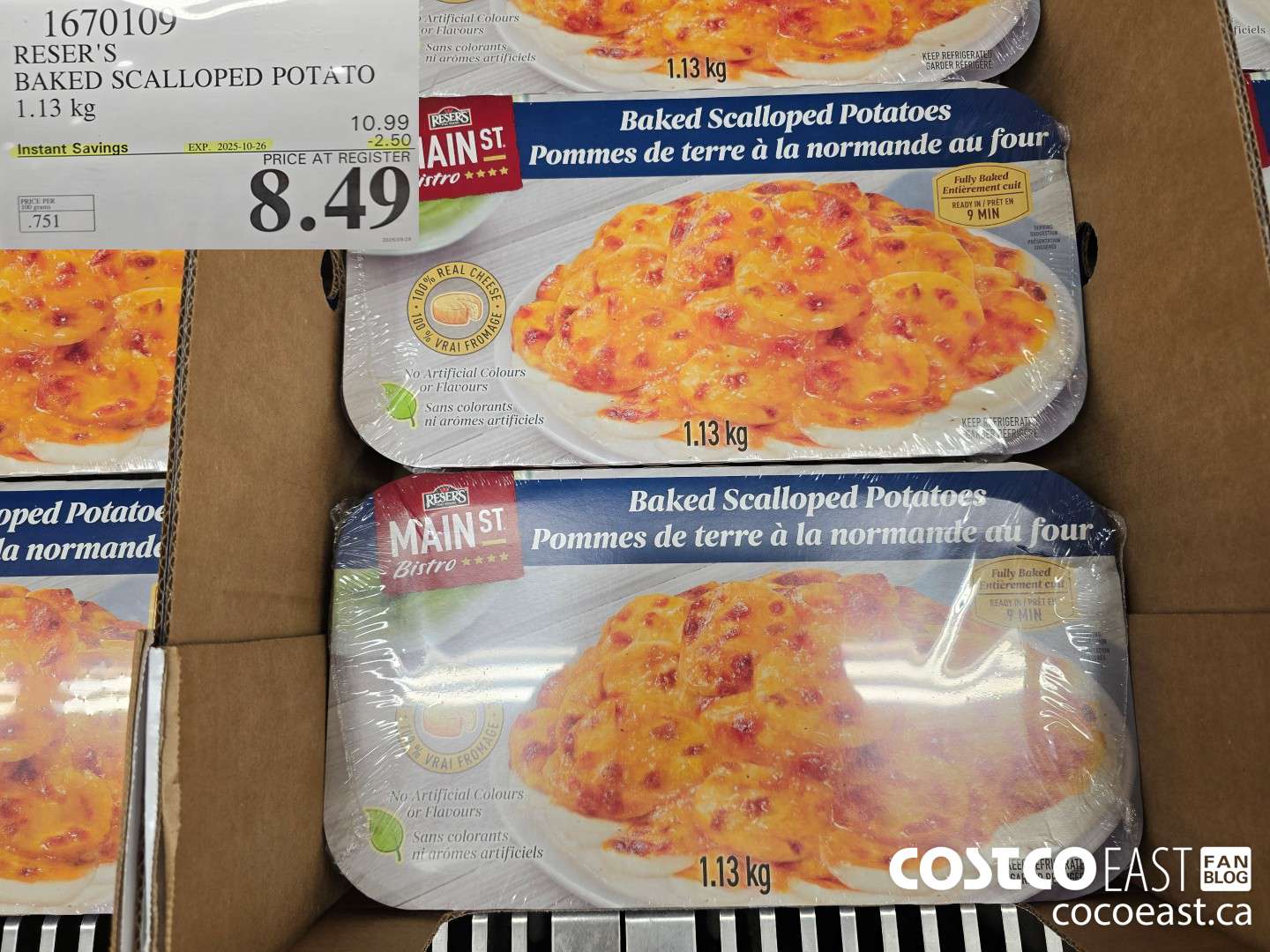 1670109 RESER'S BAKED SCALLOPED POTATOES 1.13 kg ($2.50 INSTANT SAVINGS EXPIRES ON 2025-10-26) $8.49