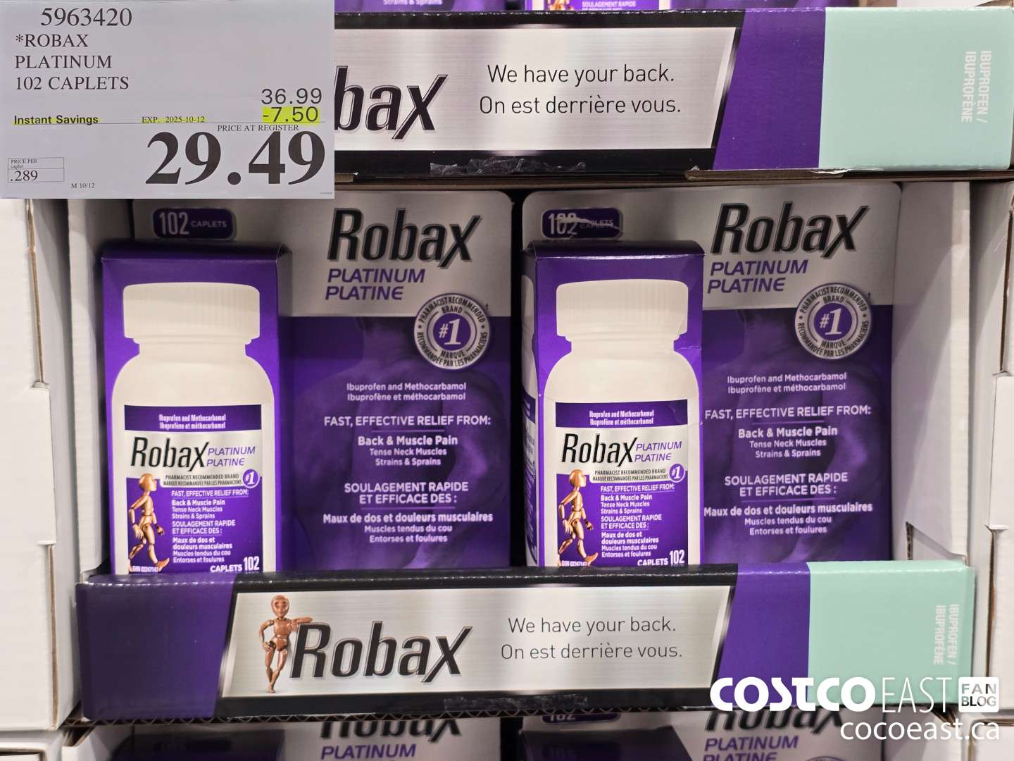 5963420 ROBAX PLATINUM 102 CAPLETS ($7.50 INSTANT SAVINGS EXPIRES ON 2025-10-12) $29.49