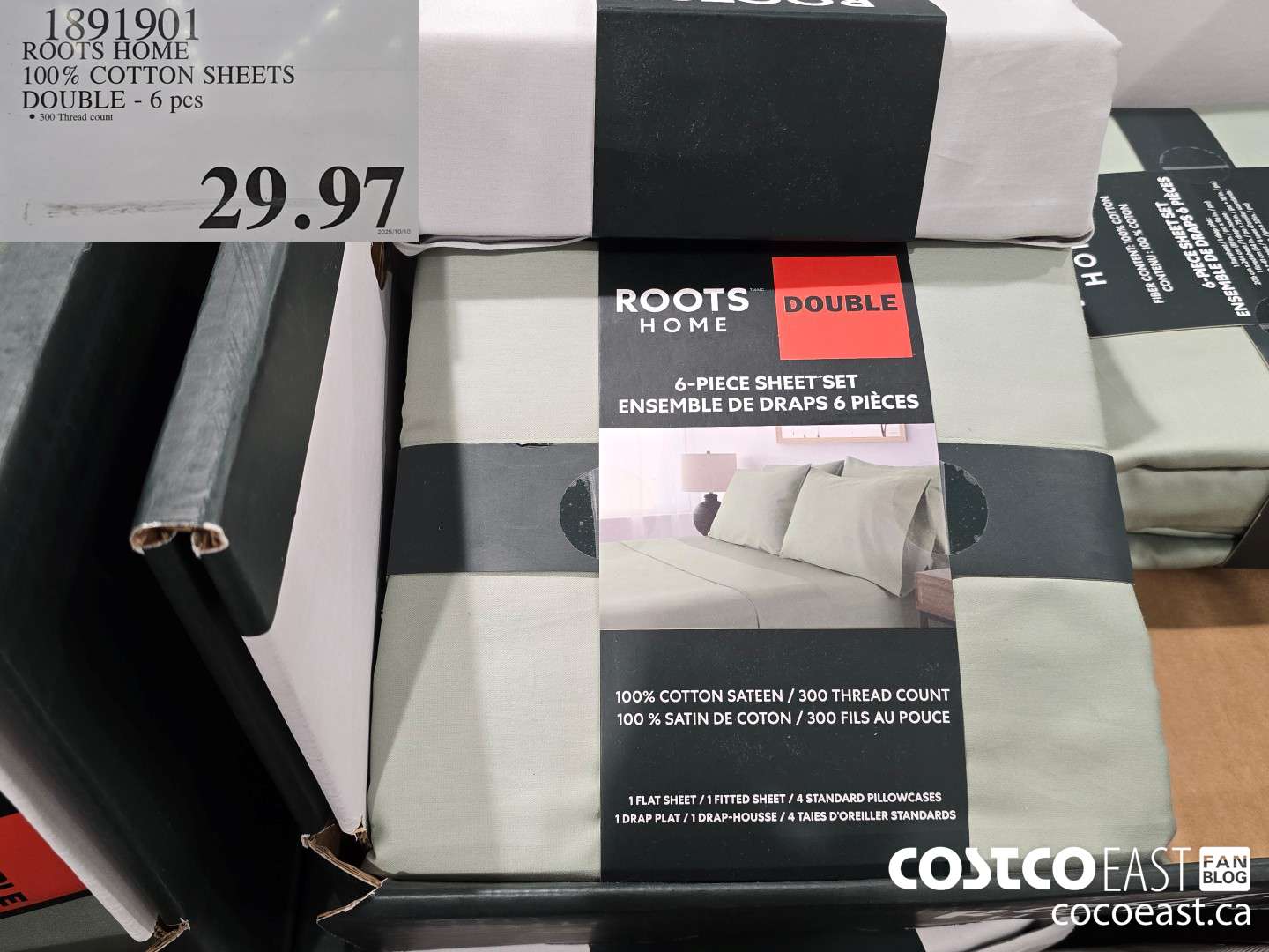 1891901 ROOTS COTTON SHEETS DOUBLE - 6PC $29.97