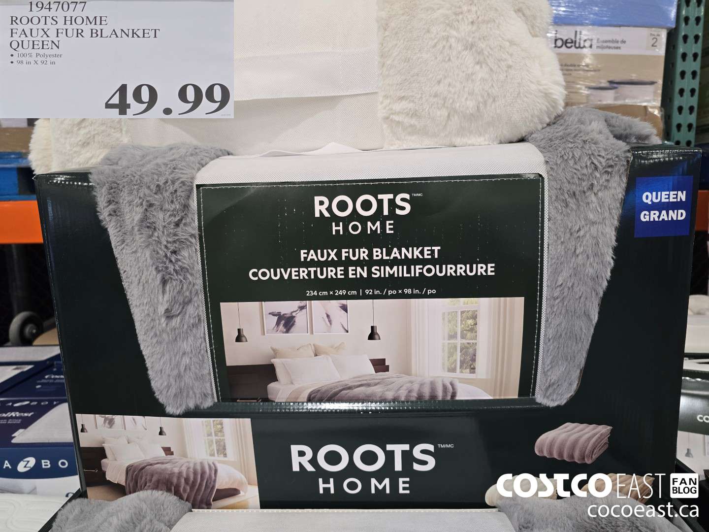 1947077 ROOTS HOME FAUX FUR BLANKET QUEEN $49.99