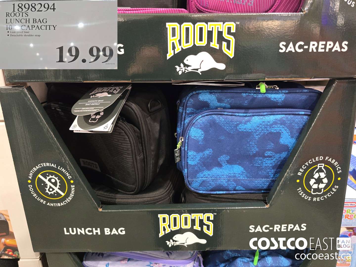 1898294 ROOTS LUNCH BAG 10 L CAPACITY $19.99