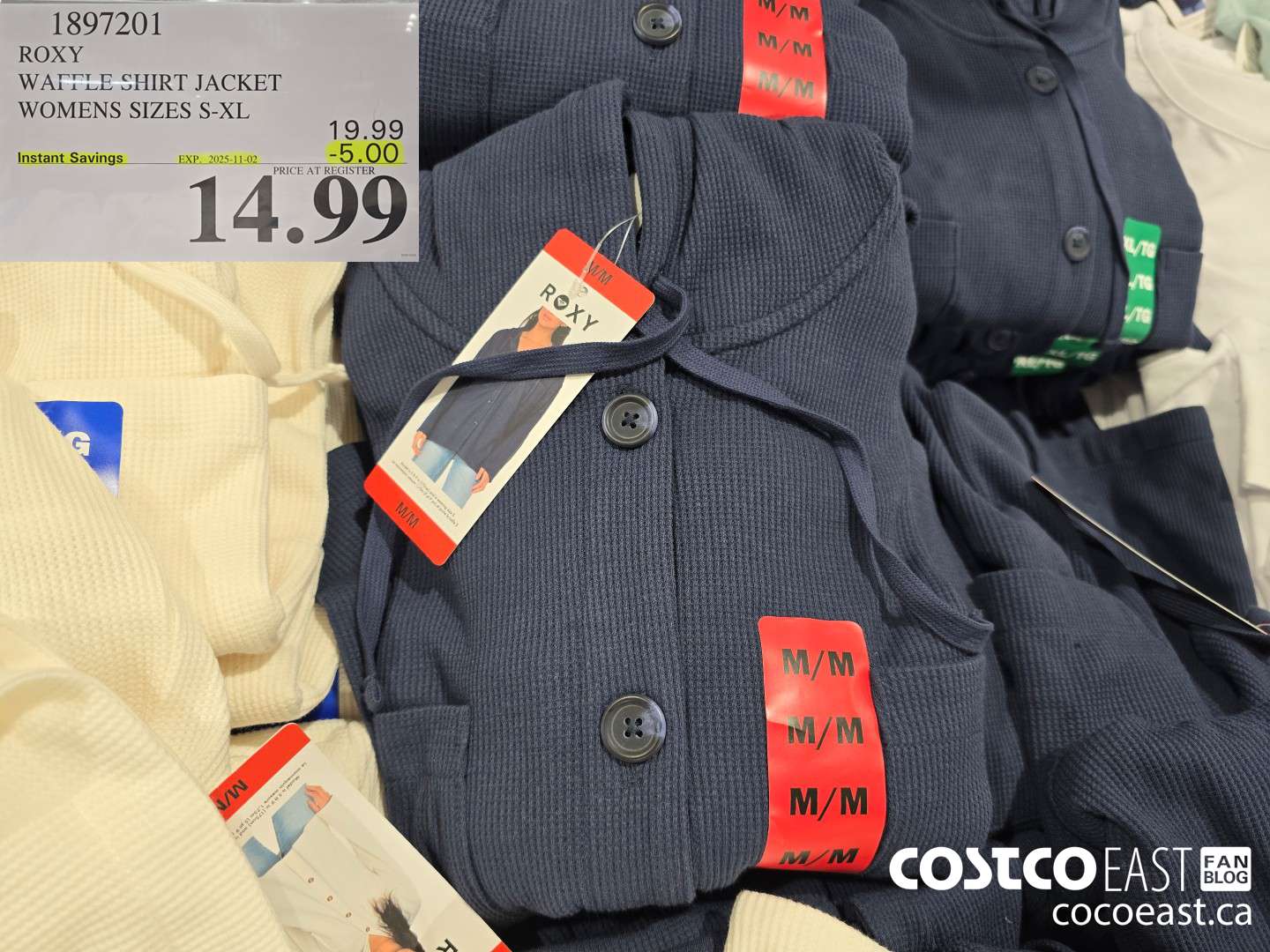 1897201 ROXY WAFELE SHIRT JACKET WOMENS SIZES S-XL ($5.00 INSTANT SAVINGS EXPIRES ON 2025-11-02) $14.99