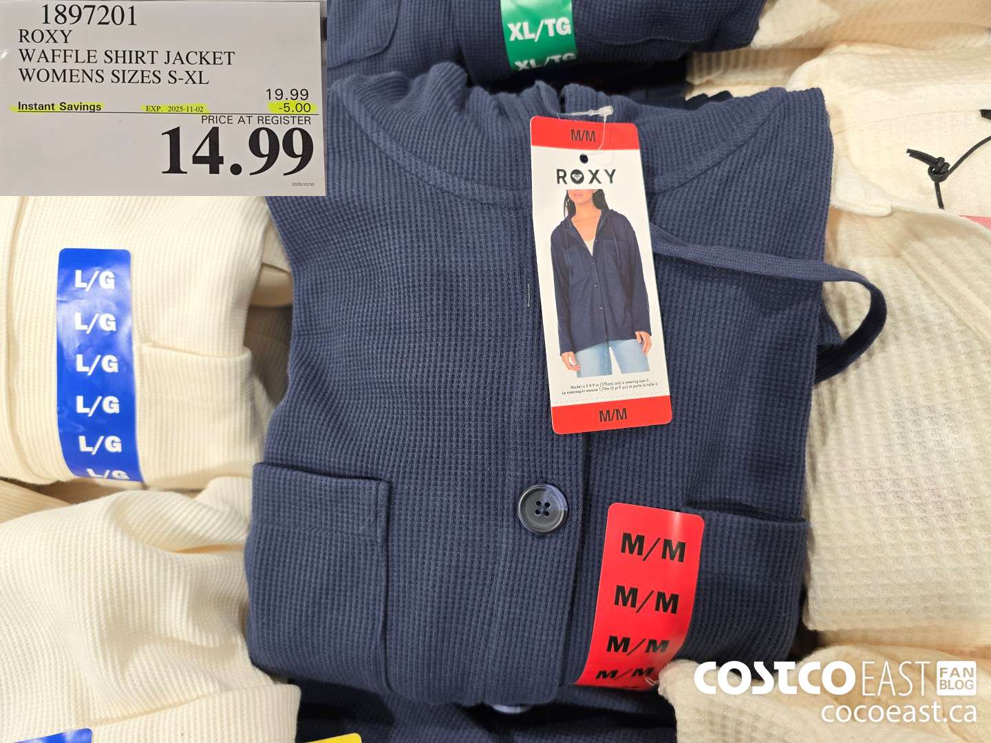 1897201 ROXY WAFELE SHIRT JACKET WOMENS SIZES S-XL ($5.00 INSTANT SAVINGS EXPIRES ON 2025-11-02) $14.99