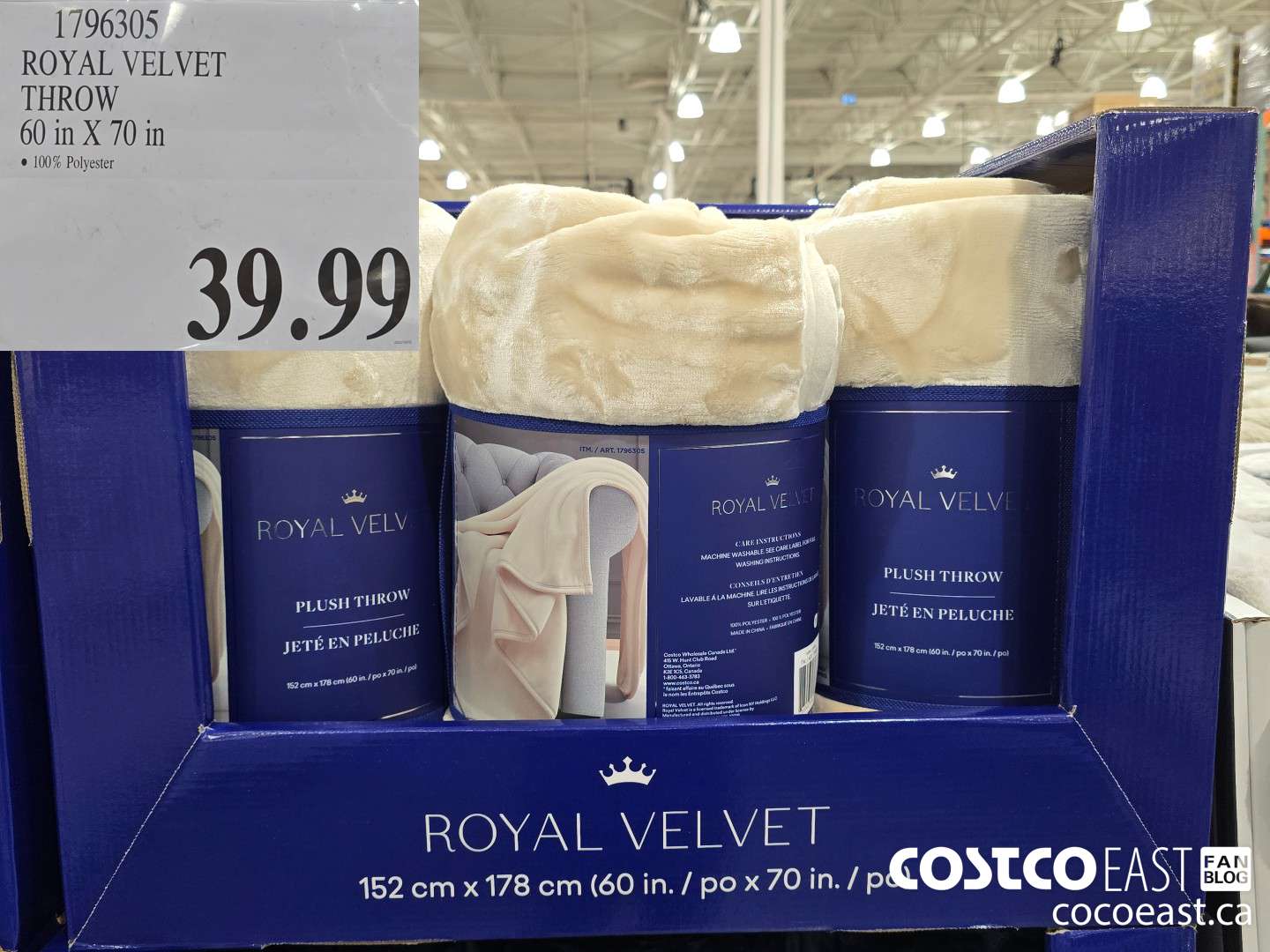 1796305 ROYAL VELVET THROW 60 IN X 70 IN $39.99