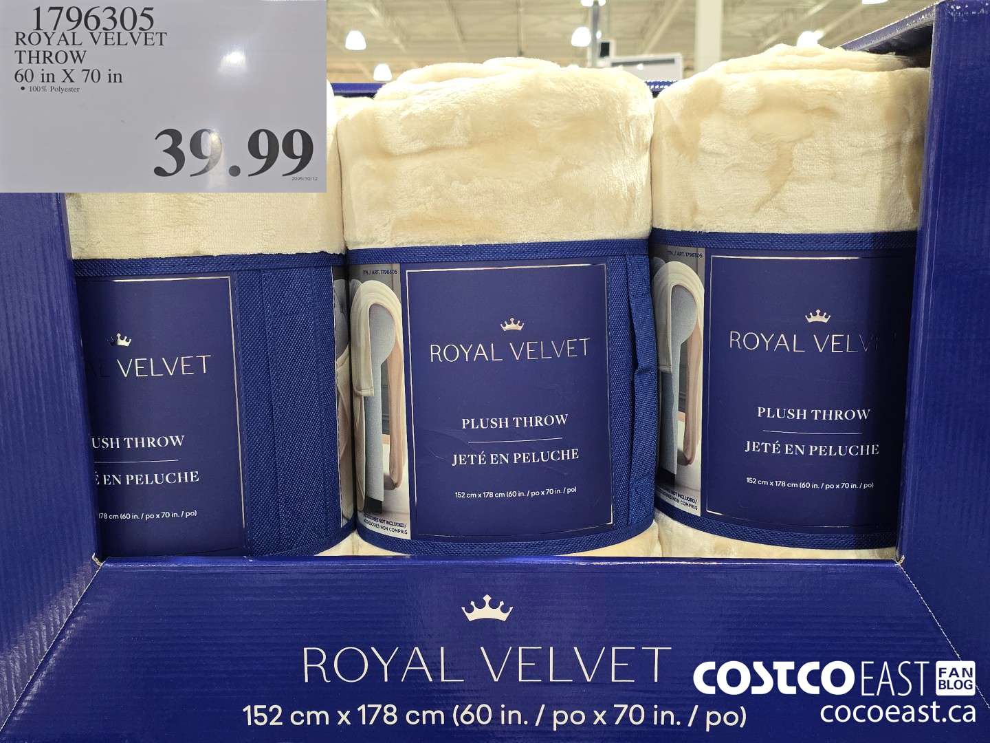 1796305 ROYAL VELVET THROW 60 IN X 70 IN $39.99