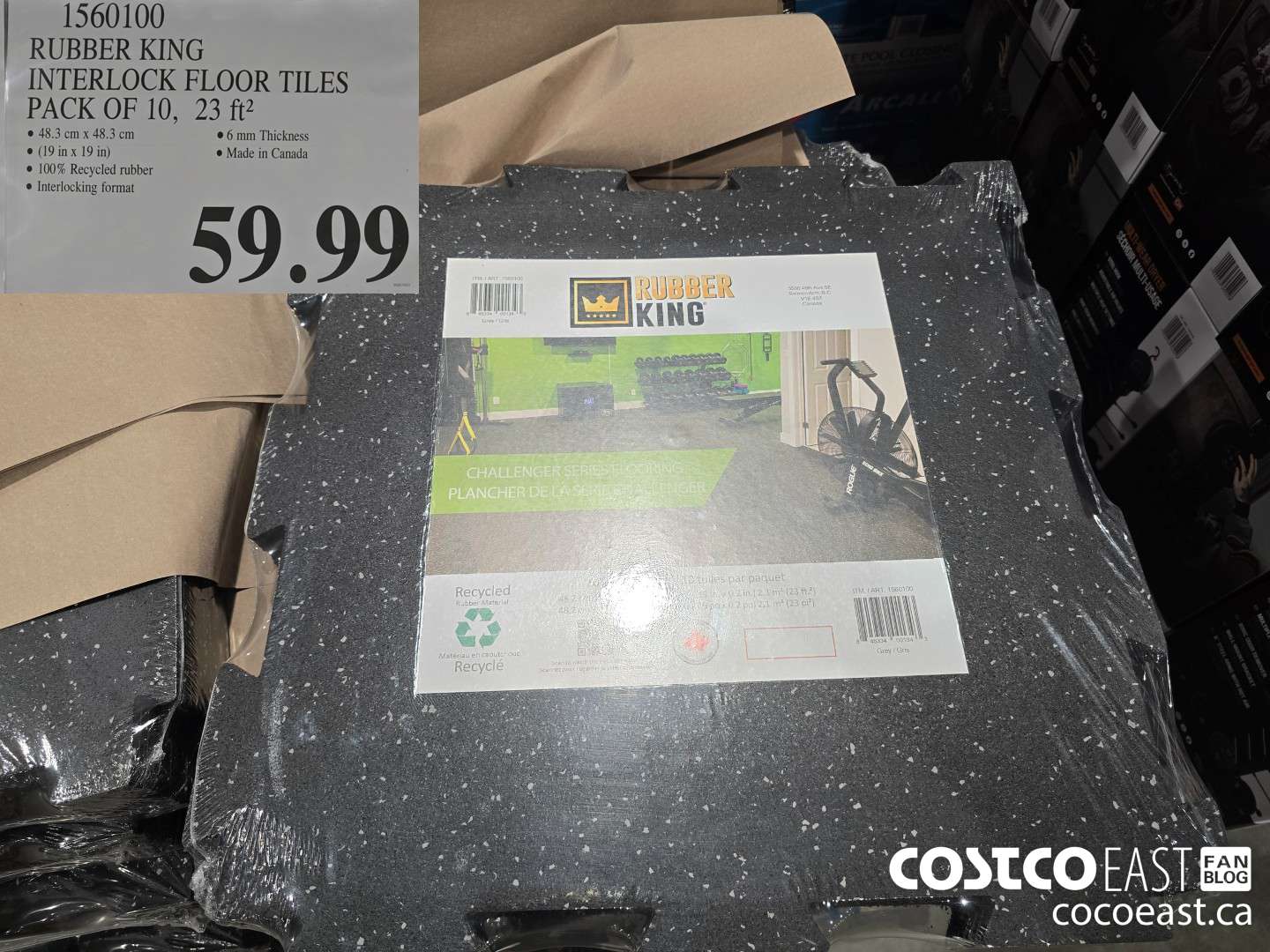 1560100 RUBBER KING INTERLOCK FLOOR TILES PACK OF 10, 23 ft2 $59.99