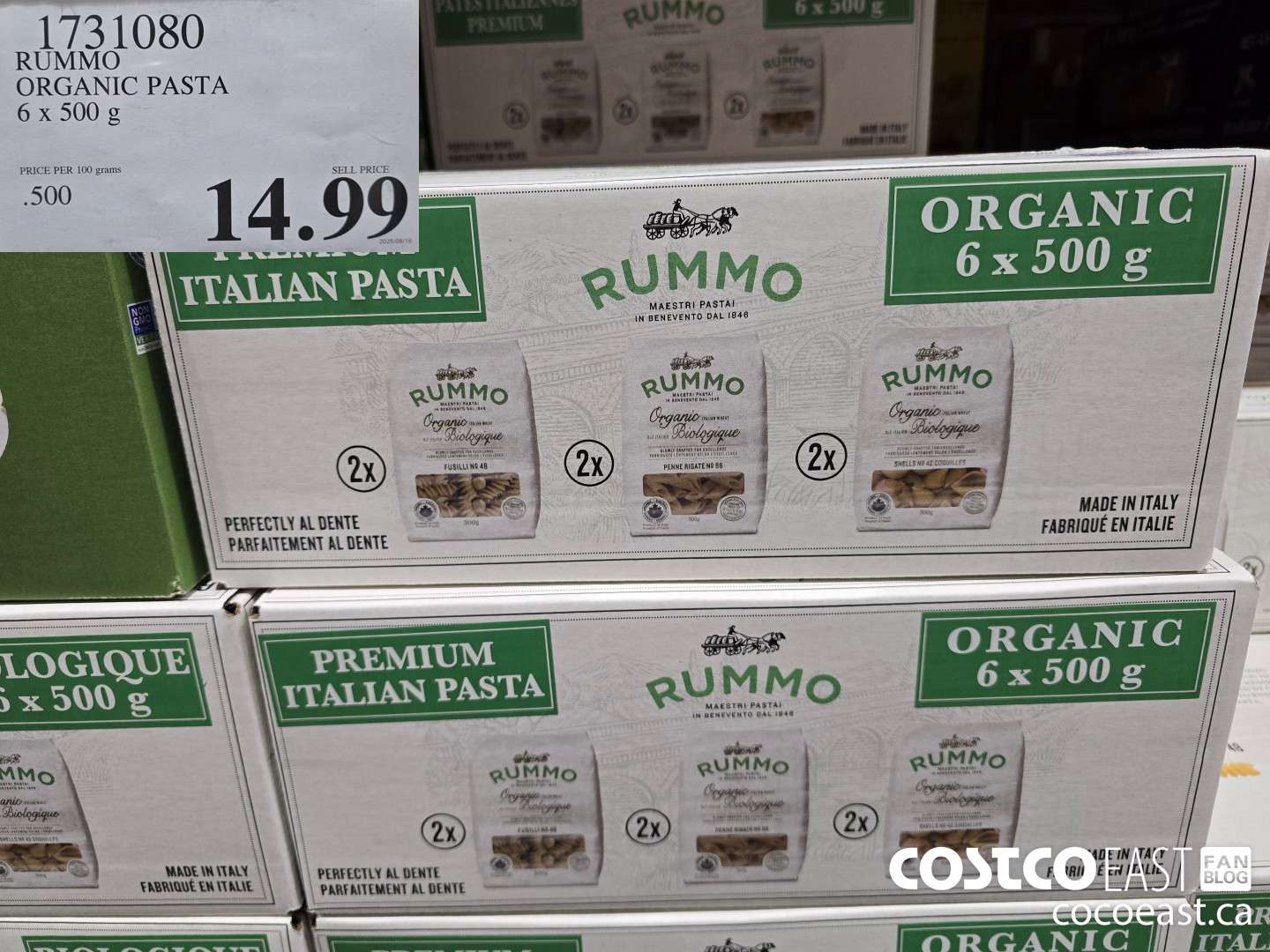 1731080 RUMMO ORGANIC PASTA 6 x 500 G $14.99