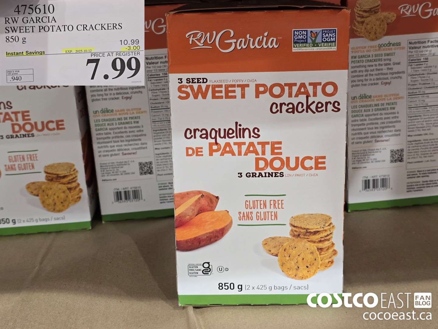 475610 RW GARCIA SWEET POTATO CRACKERS 850 G ($3.00 INSTANT SAVINGS EXPIRES ON 2025-10-12) $7.99