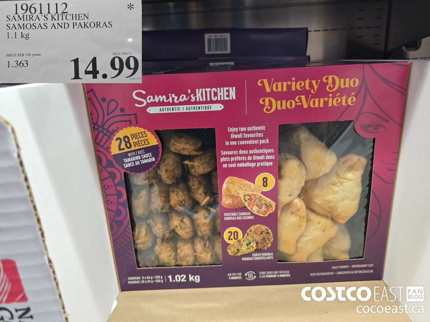 1961112 SAMIRA'S KITCHEN SAMOSAS AND PAKORAS 1.1 KG $14.99