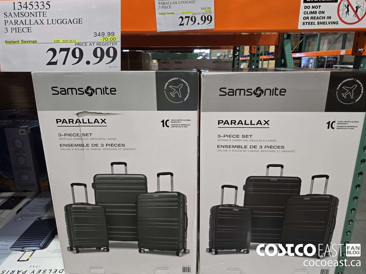 1345335 SAMSONITE PARALLAX LUGGAGE 3 PIECE ($70.00 INSTANT SAVINGS EXPIRES ON 2025-10-12) $279.99