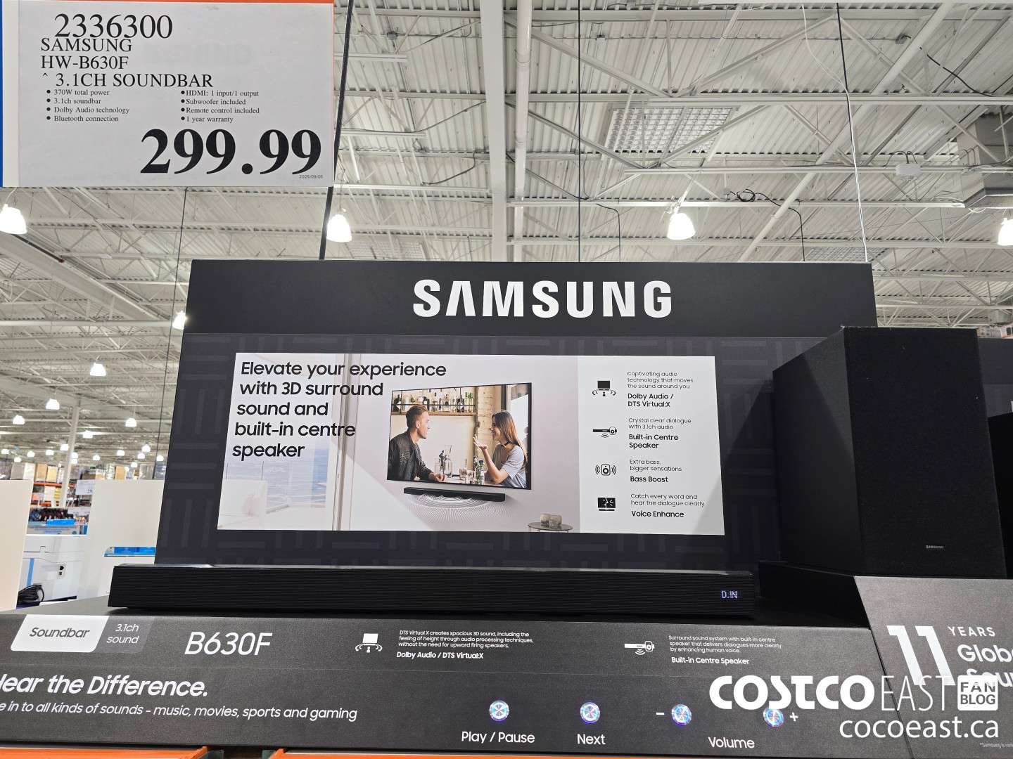 2336300 SAMSUNG HW-B630F 3.1CH SOUNDBAR $299.99