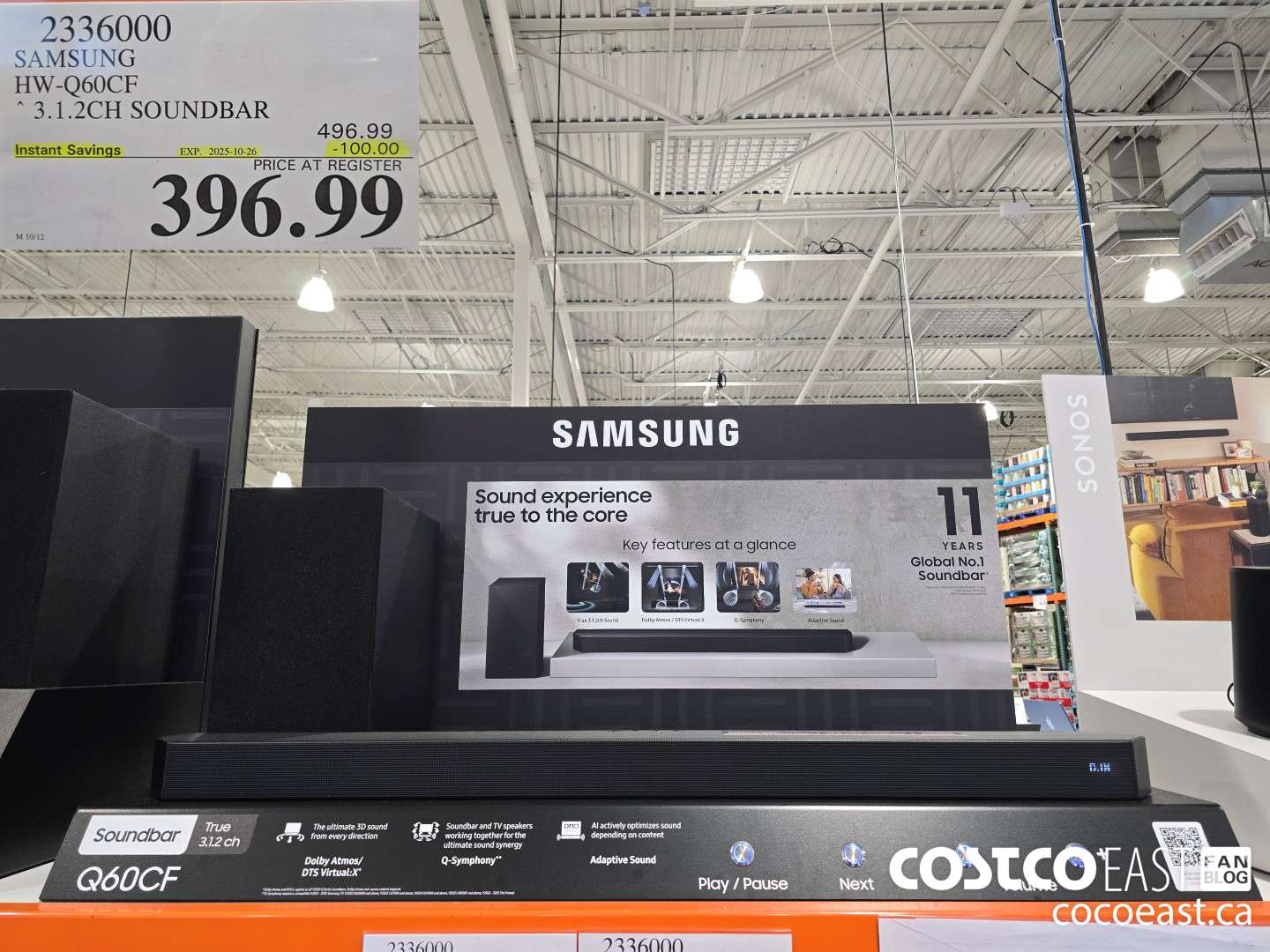 2336000 SAMSUNG HW-Q60CF ~ 3.1.2CH SOUNDBAR ($100.00 INSTANT SAVINGS EXPIRES ON 2025-10-26) $396.99