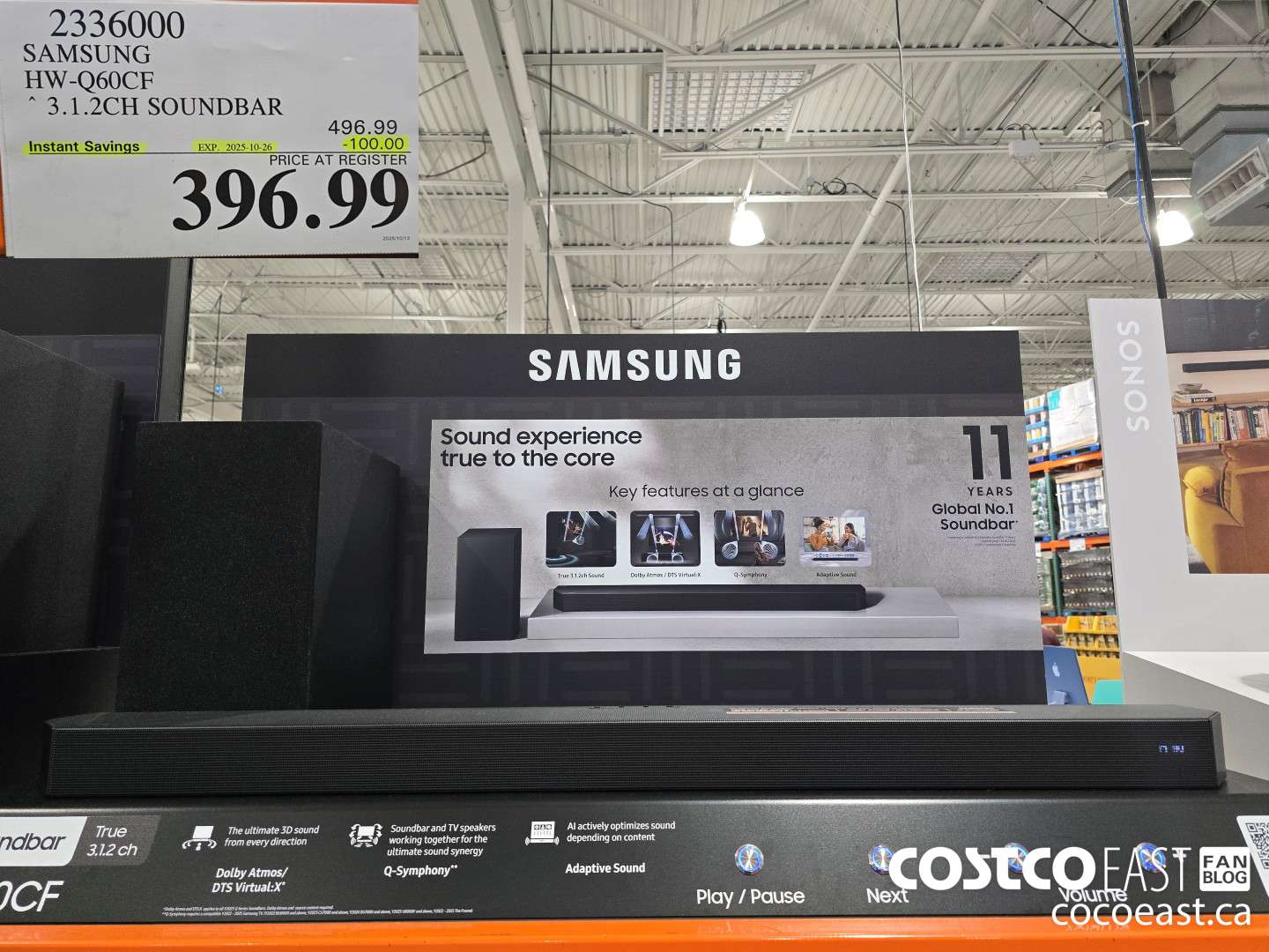 2336000 SAMSUNG HW-Q60CF ~ 3.1.2CH SOUNDBAR ($100.00 INSTANT SAVINGS EXPIRES ON 2025-10-26) $396.99