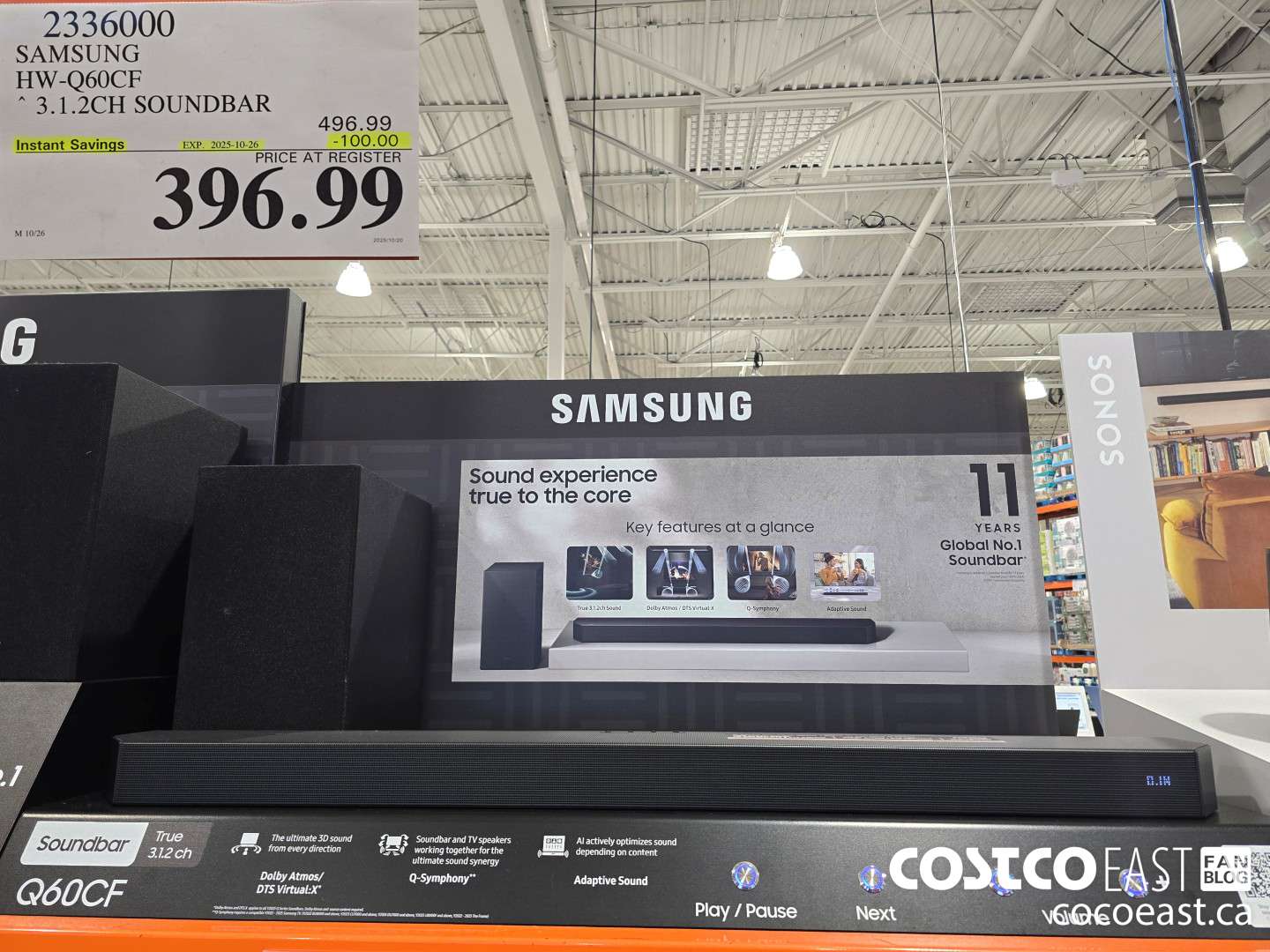 2336000 SAMSUNG HW-Q60CF ~ 3.1.2CH SOUNDBAR ($100.00 INSTANT SAVINGS EXPIRES ON 2025-10-26) $396.99