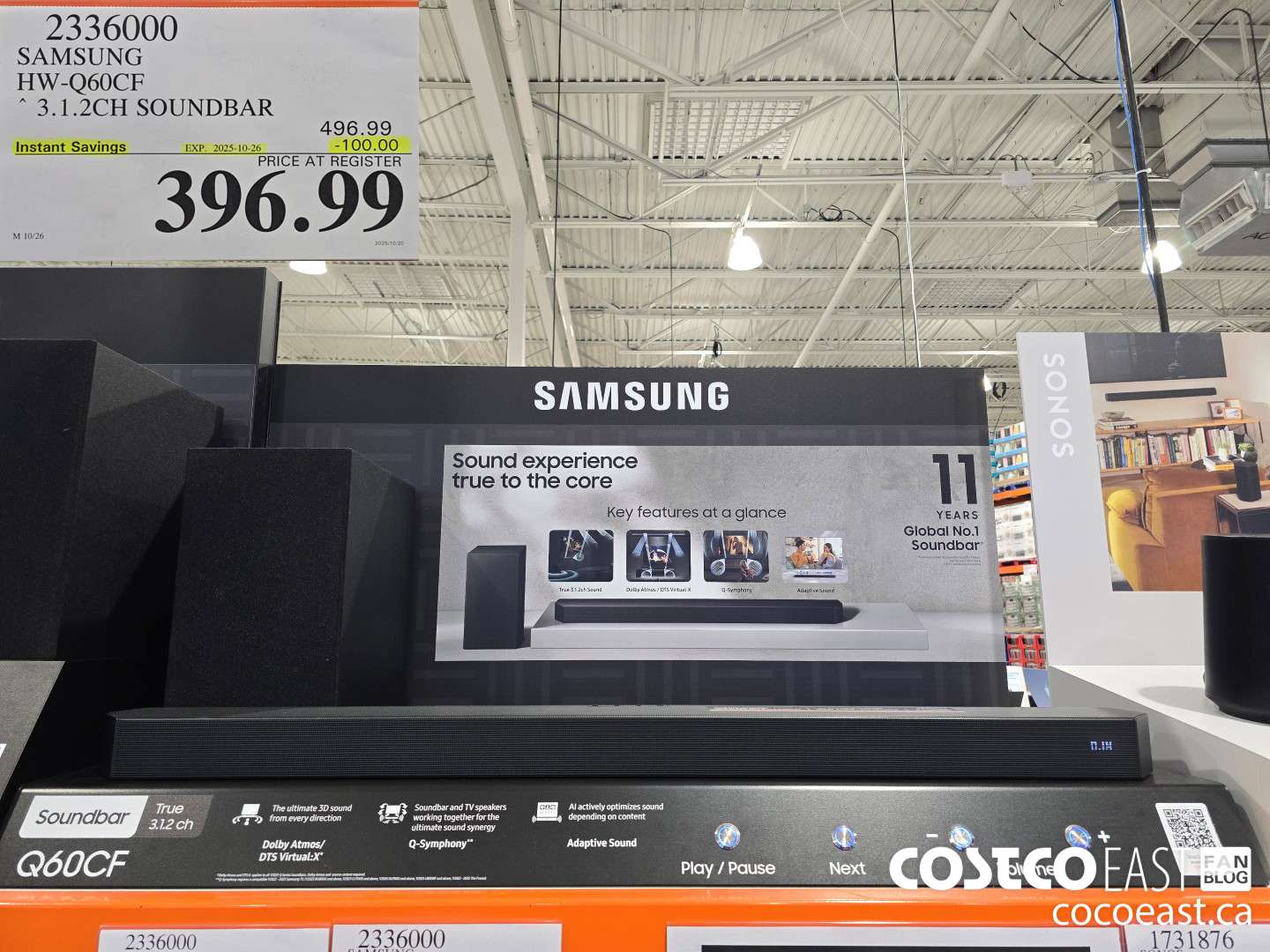 2336000 SAMSUNG HW-Q60CF ~ 3.1.2CH SOUNDBAR ($100.00 INSTANT SAVINGS EXPIRES ON 2025-10-26) $396.99