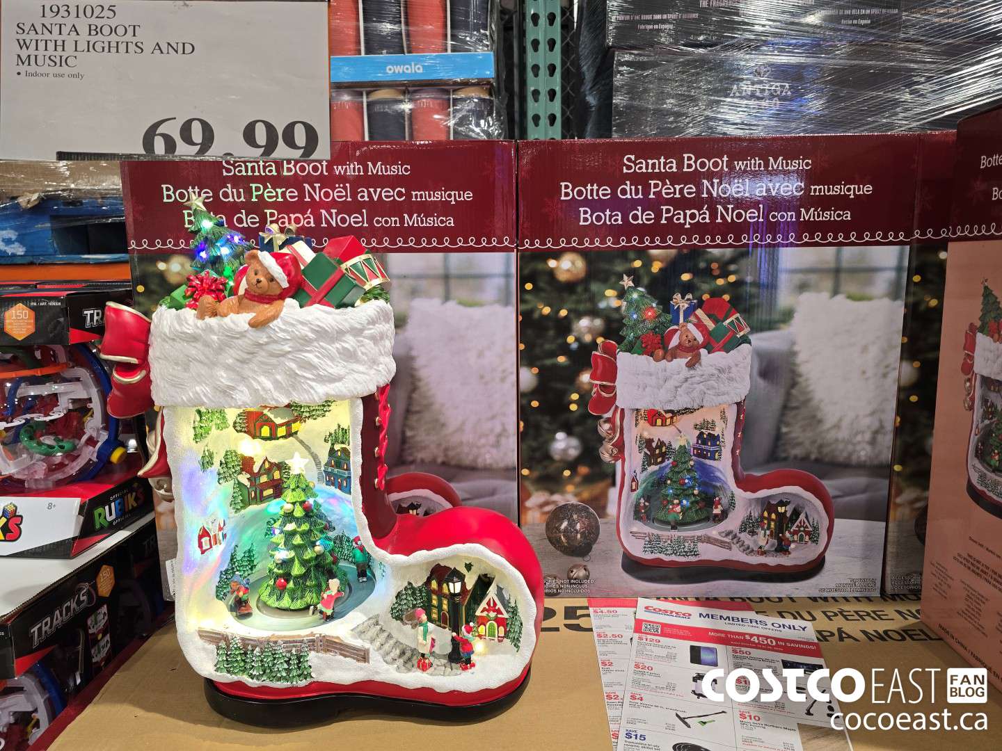 1931025 SANTA BOOT WITH LIGHTS AND MUSIC $69.99