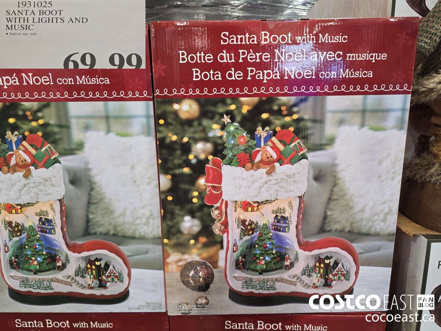 1931025 SANTA BOOT WITH LIGHTS AND MUSIC $69.99