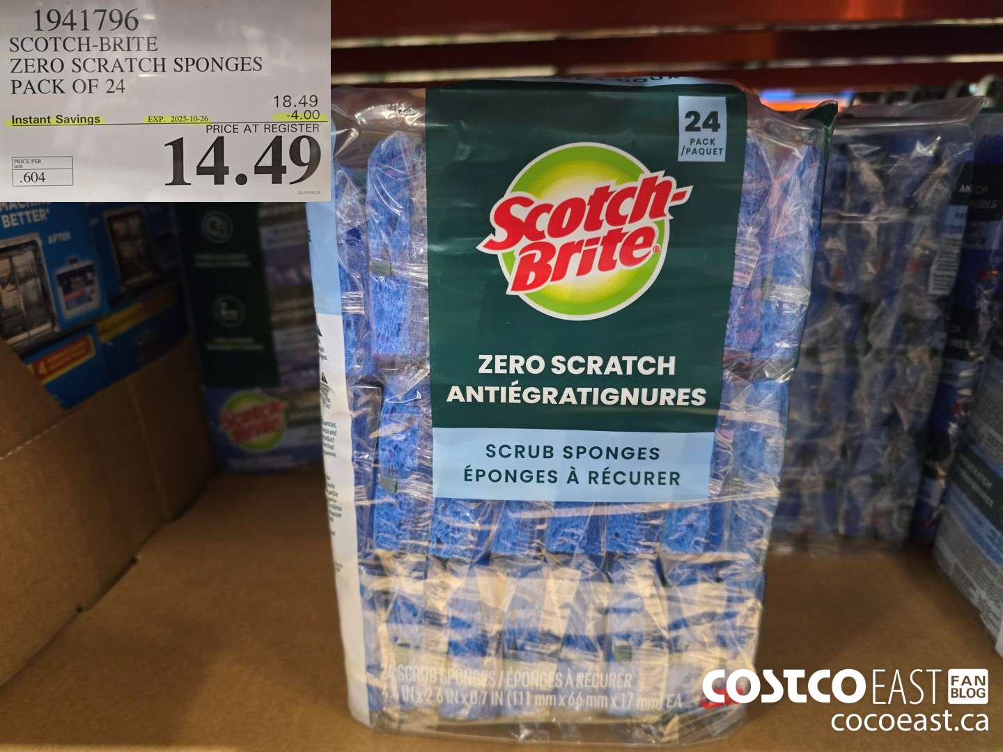 1941796 SCOTCH-BRITE ZERO SCRATCH SPONGES PACK OF 24 ($4.00 INSTANT SAVINGS EXPIRES ON 2025-10-26) $14.49