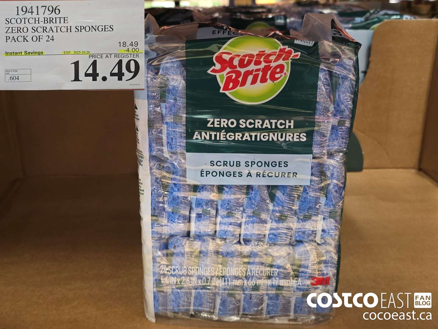 1941796 SCOTCH-BRITE ZERO SCRATCH SPONGES PACK OF 24 ($4.00 INSTANT SAVINGS EXPIRES ON 2025-10-26) $14.49