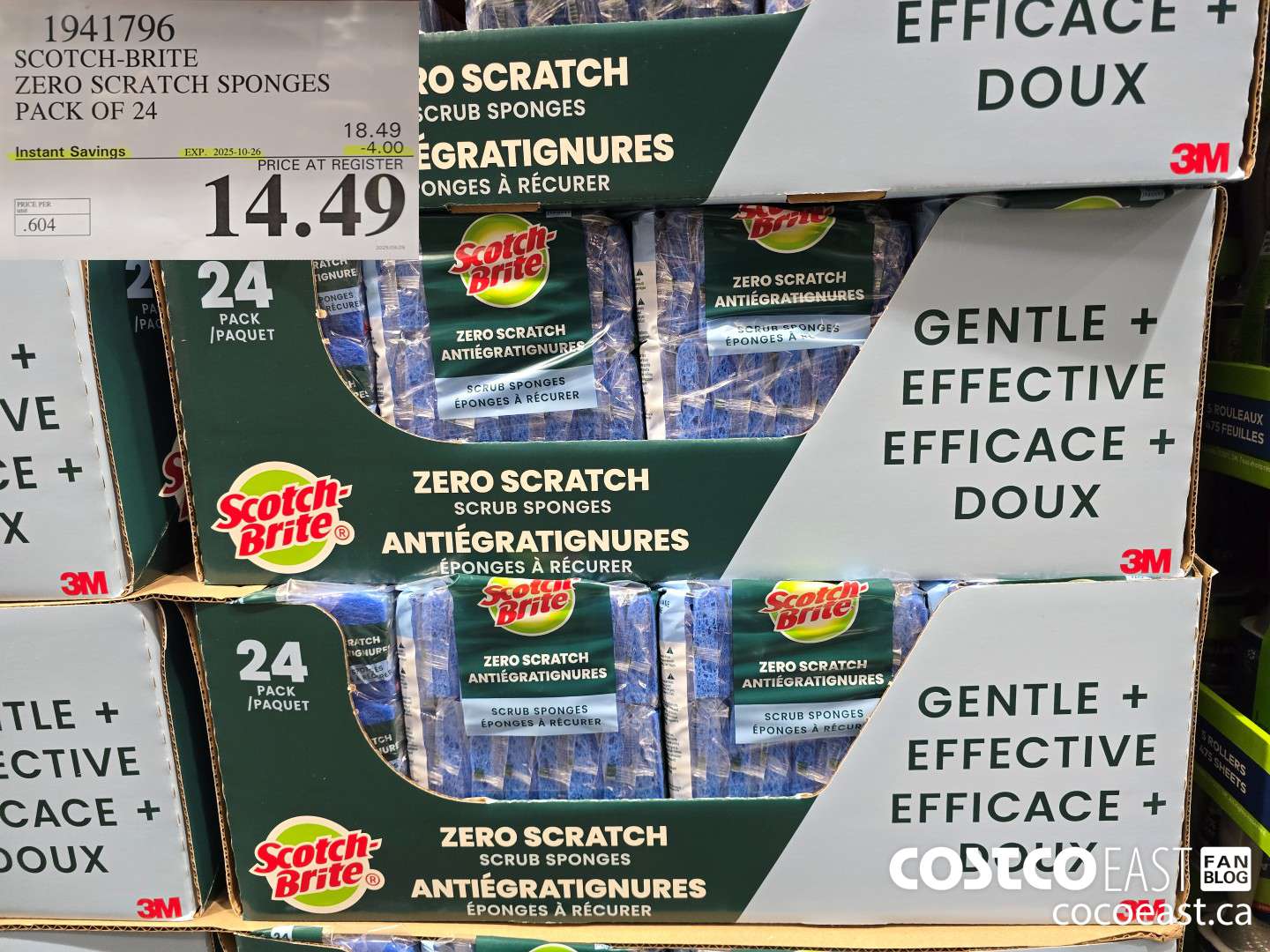 1941796 SCOTCH-BRITE ZERO SCRATCH SPONGES PACK OF 24 ($4.00 INSTANT SAVINGS EXPIRES ON 2025-10-26) $14.49