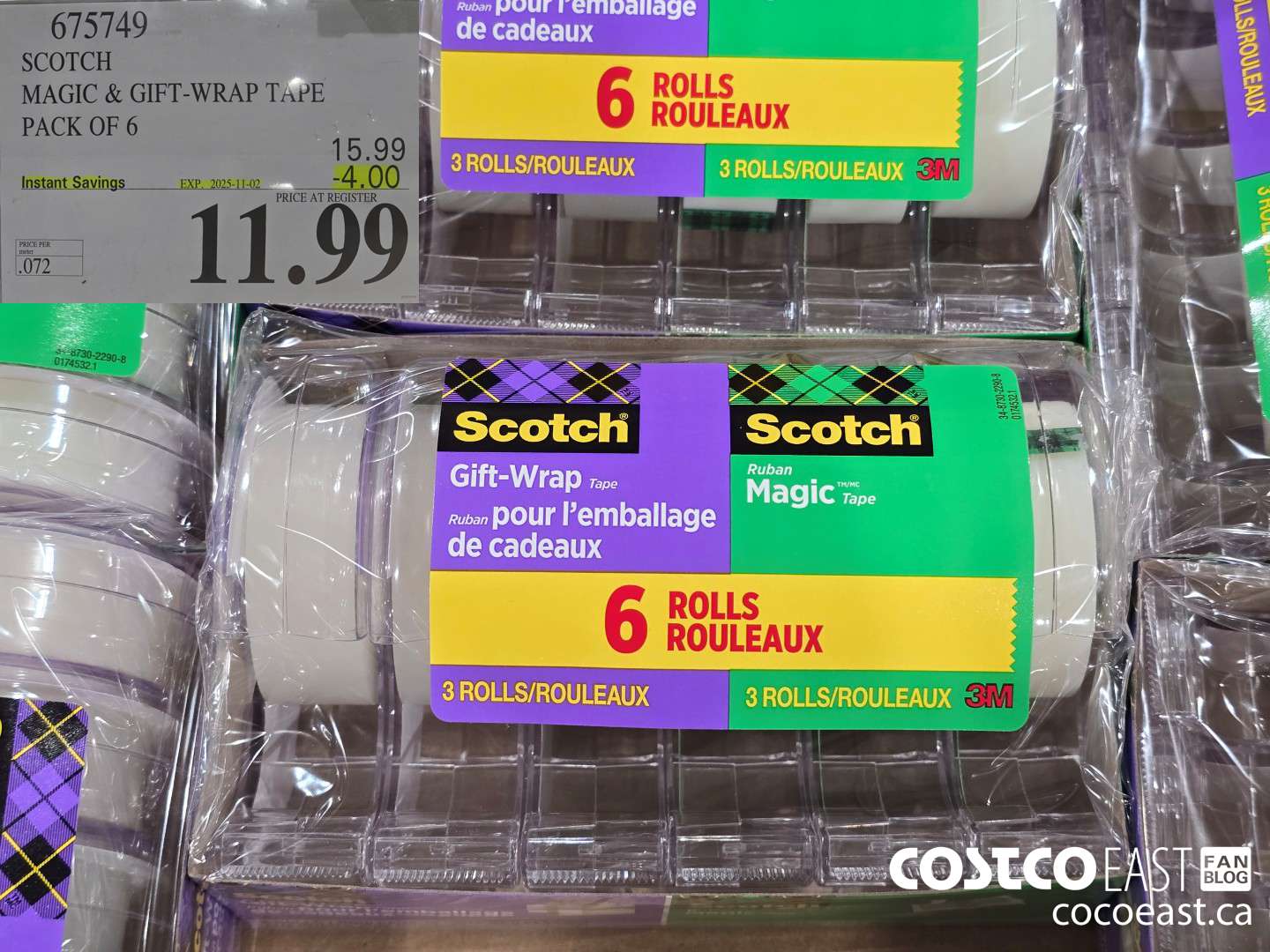 675749 SCOTCH MAGIC & GIFT-WRAP TAPE PACK OF 6 ($4.00 INSTANT SAVINGS EXPIRES ON 2025-11-02) $11.99