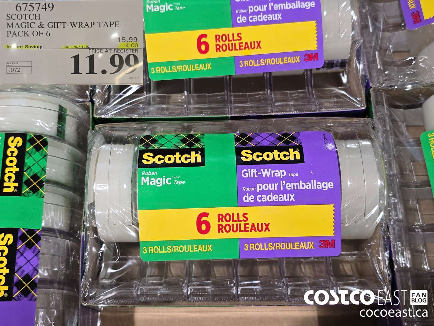 675749 SCOTCH MAGIC & GIFT-WRAP TAPE PACK OF 6 ($4.00 INSTANT SAVINGS EXPIRES ON 2025-11-02) $11.99
