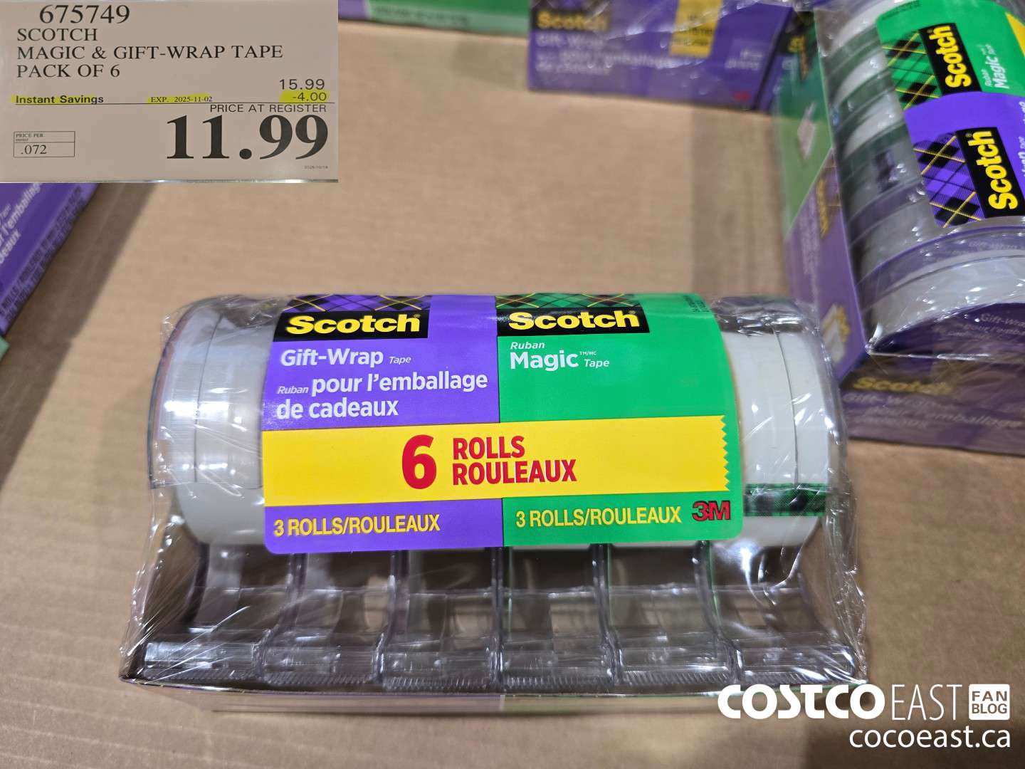 675749 SCOTCH MAGIC & GIFT-WRAP TAPE PACK OF 6 ($4.00 INSTANT SAVINGS EXPIRES ON 2025-11-02) $11.99