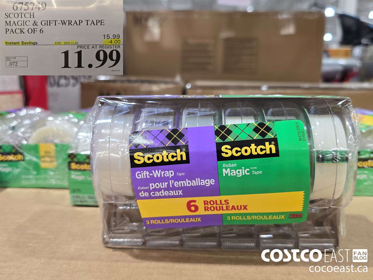 675749 SCOTCH MAGIC & GIFT-WRAP TAPE PACK OF 6 ($4.00 INSTANT SAVINGS EXPIRES ON 2025-11-02) $11.99
