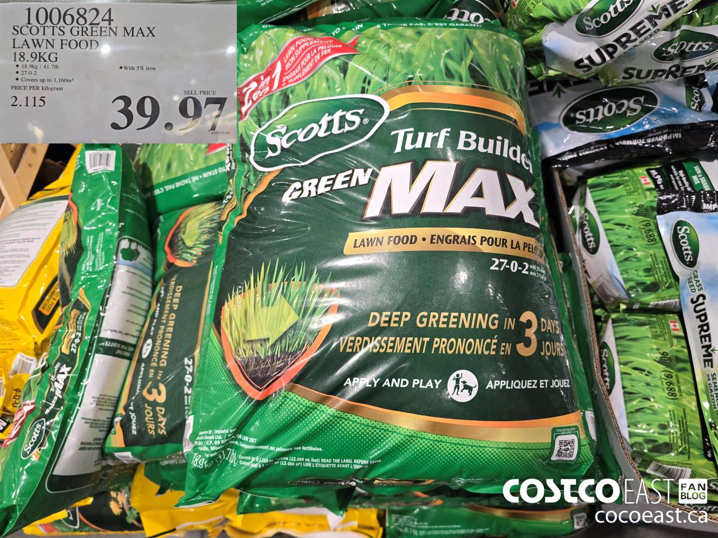 1006824 SCOTTS GREEN MAX LAWN FOOD 18.9kg $39.97