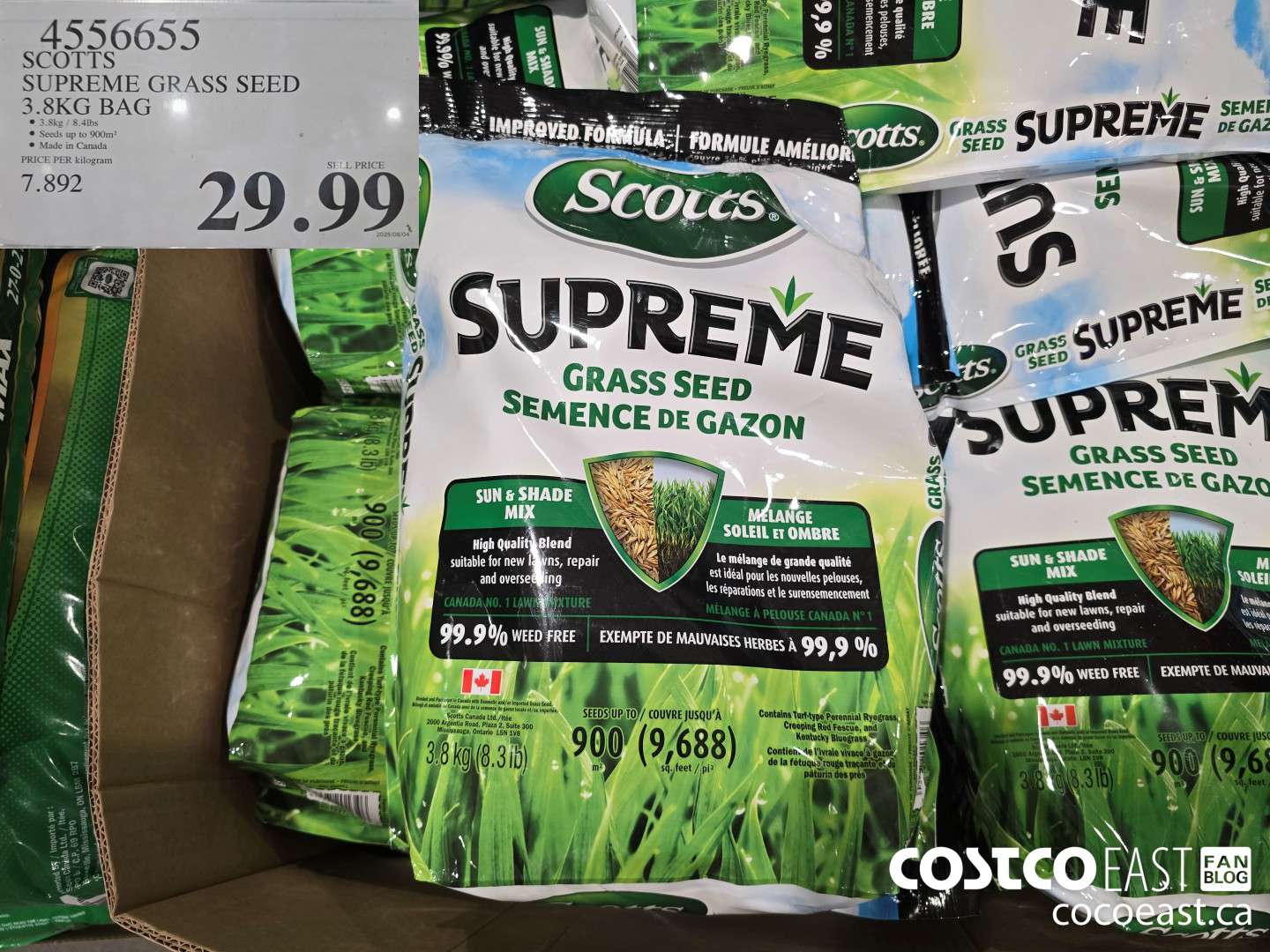 4556655 SCOTTS SUPREME GRASS SEED 3.8KG BAG $29.99