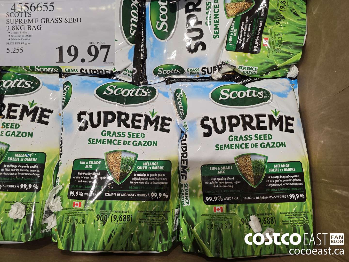 4556655 SCOTTS SUPREME GRASS SEED 3.8KG BAG $19.97