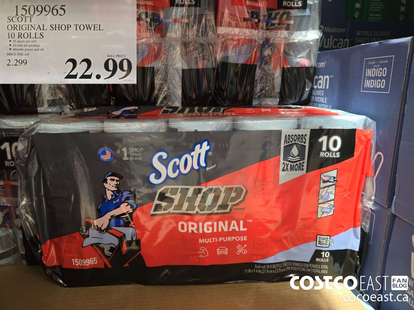 1509965 SCOTT ORIGINAL SHOP TOWEL 10 ROLLS $22.99