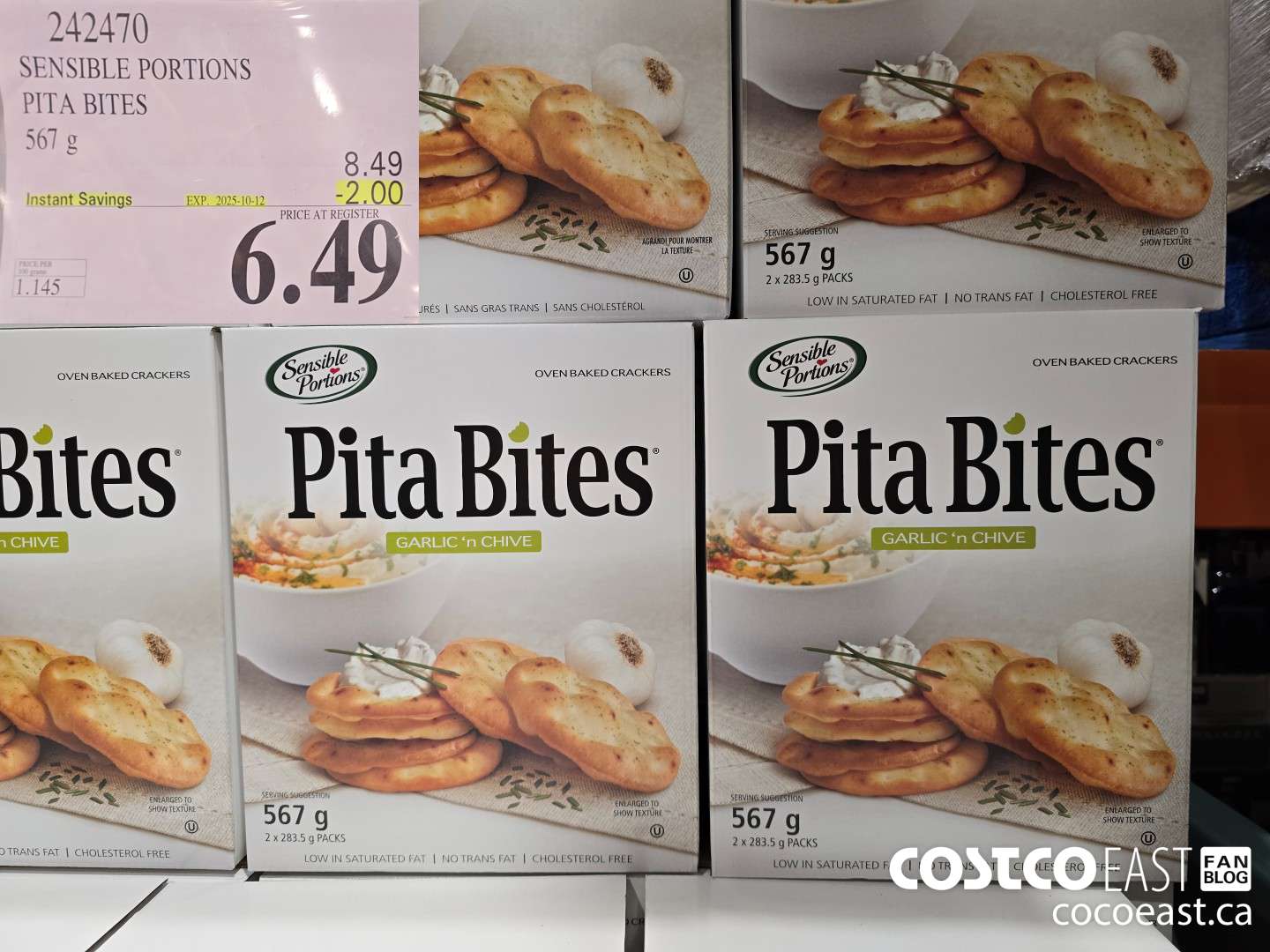 242470 SENSIBLE PORTIONS PITA BITES 567 g ($2.00 INSTANT SAVINGS EXPIRES ON 2025-10-12) $6.49