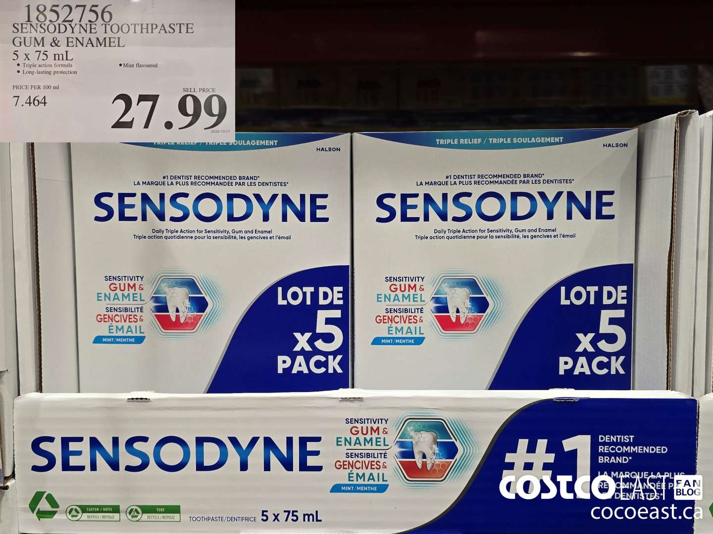 1852756 SENSODYNE TOOTHPASTE GUM & ENAMEL 5 X 75 ML $27.99